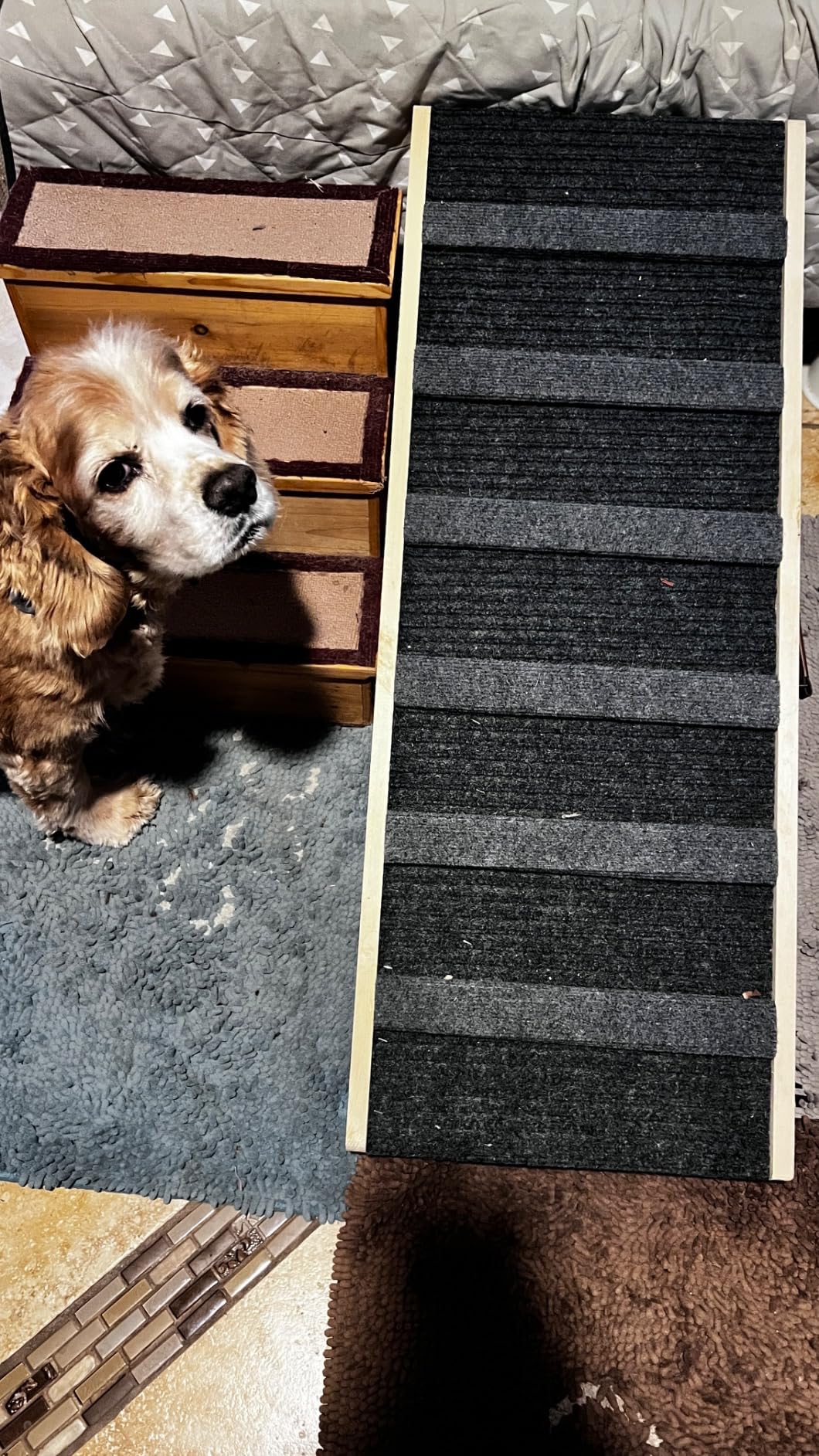 YaFiti Dog Ramp for Bed, Folding Wooden Pet Ramp for Small Large Dogs Cats, 7 Adjustable Height from 10.8