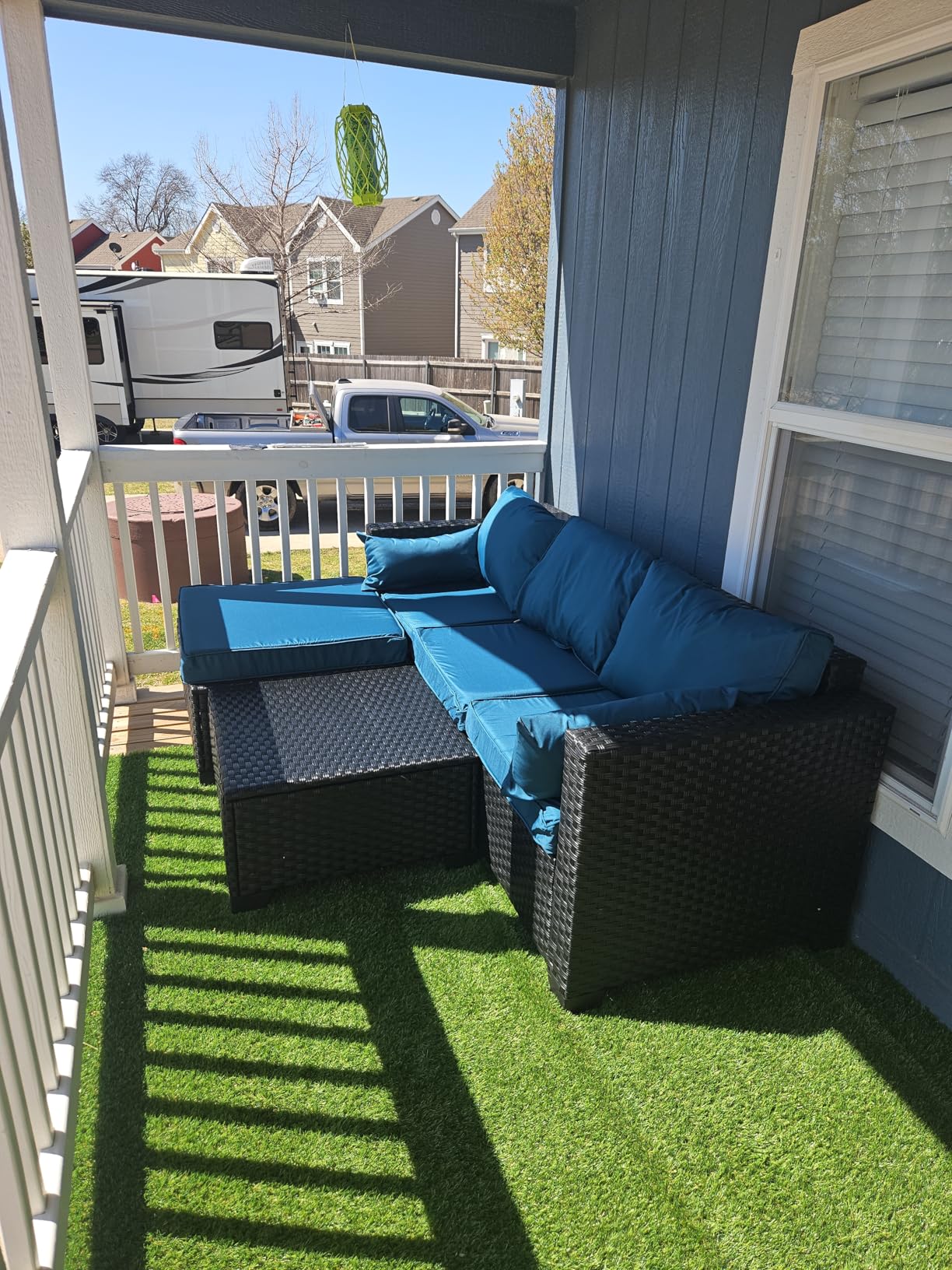 3 Pieces Patio Furniture Set Outdoor Sectional Wicker Patio Furniture Patio Couch with Ottoman and Outdoor Storage Table All-Weather Anti-Slip Cushions Waterproof Covers, Light Grey customer photo 1