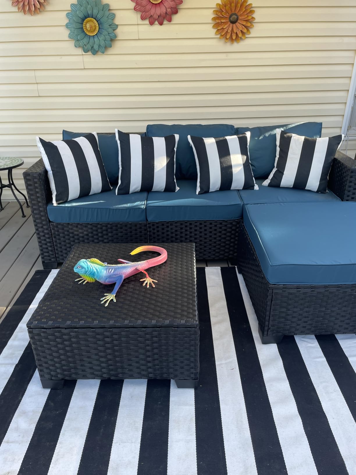 3 Pieces Patio Furniture Set Outdoor Sectional Wicker Patio Furniture Patio Couch with Ottoman and Outdoor Storage Table All-Weather Anti-Slip Cushions Waterproof Covers, Light Grey customer photo 2