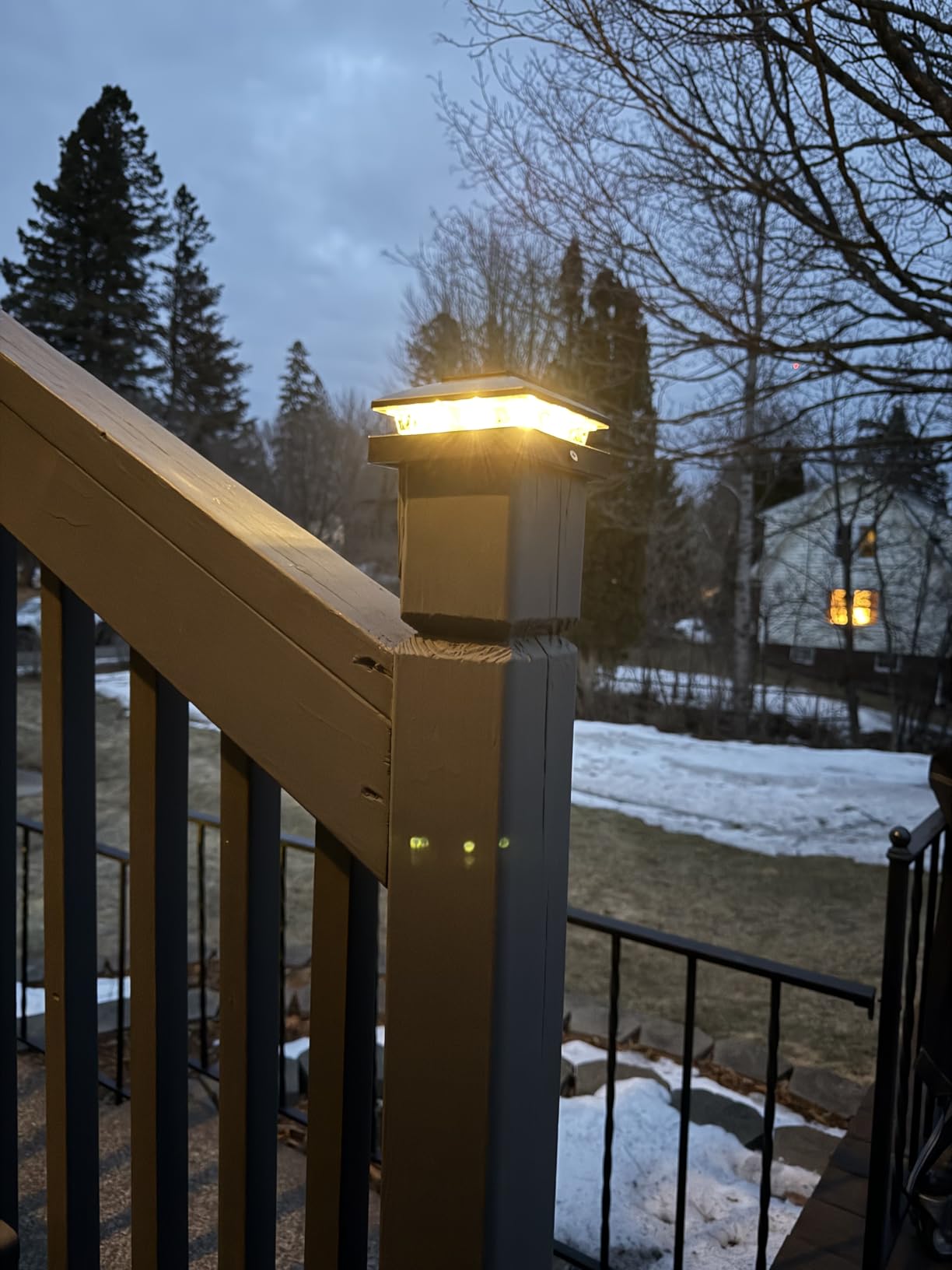 VOLISUN 4x4 Solar Post Cap Light 12pack, Solar Fence Post Lights Outdoor Waterproof for Wooden/Vinyl Post, Black Deck Post Cap Light Solar Powered with Warm White customer photo 2