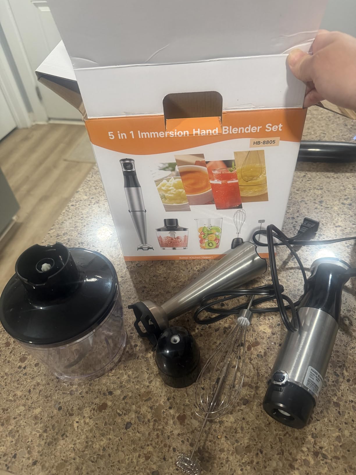 Turelar Immersion Blender Handheld Corded Hand Blenders Set 1100W, Trigger Variable Speed 5 in 1 Stick Emulsifier with Chopper, Whisk and Frother for Soup, Baby Food and Smoothies,Black customer photo 2