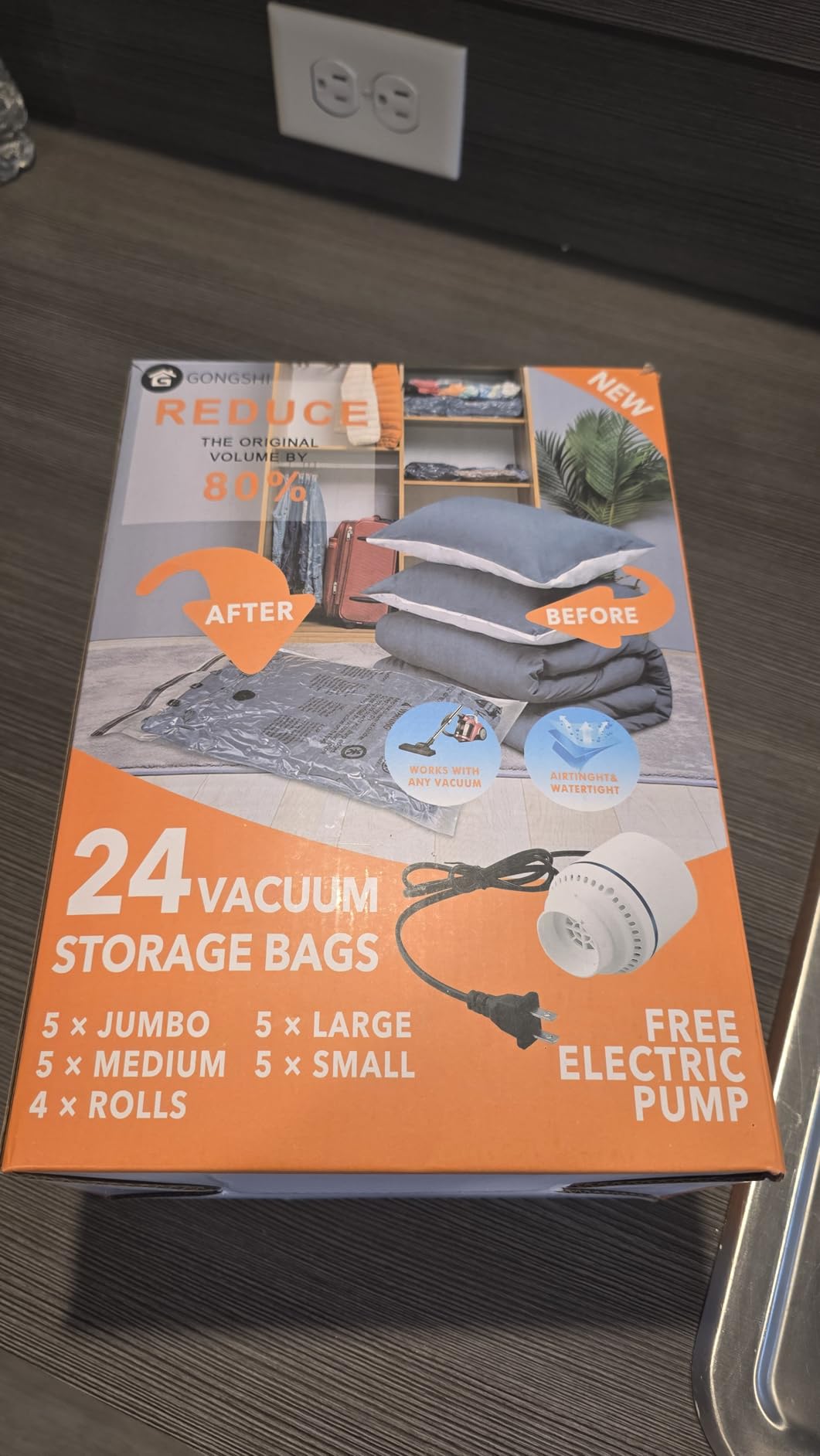 GONGSHI Vacuum Storage Bags, Space Saver Seal Bags For Clothing, Blankets, Comforters, Pillows, Clothes Storage, Travel Luggage, 24 Combo-EPUMP customer photo 2
