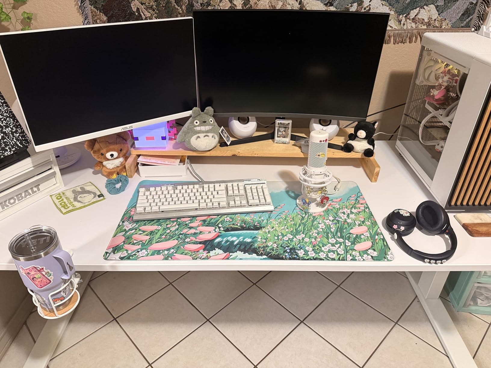 Japanese Desk Mat Riverside Full Moon Desk Pad Black Red Large Mouse Pad Gaming Mousepad Extended XXL Keyboard Pad 31.5 x 15.7 in customer photo 2
