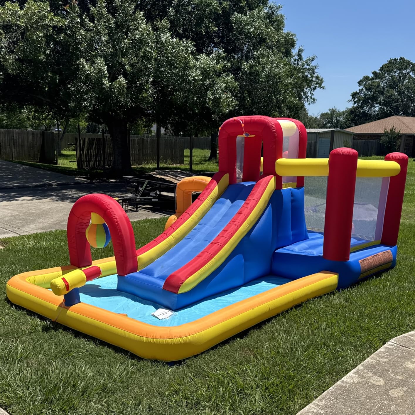 Hongcoral Inflatable Water Slide Bounce House Obstacle Course with Large Splash Pool, Climbing Wall, Boxing Ball, Small Climb&Slide - Backyard & Indoor Bouncy Castle for Kids 3-10 customer photo 2