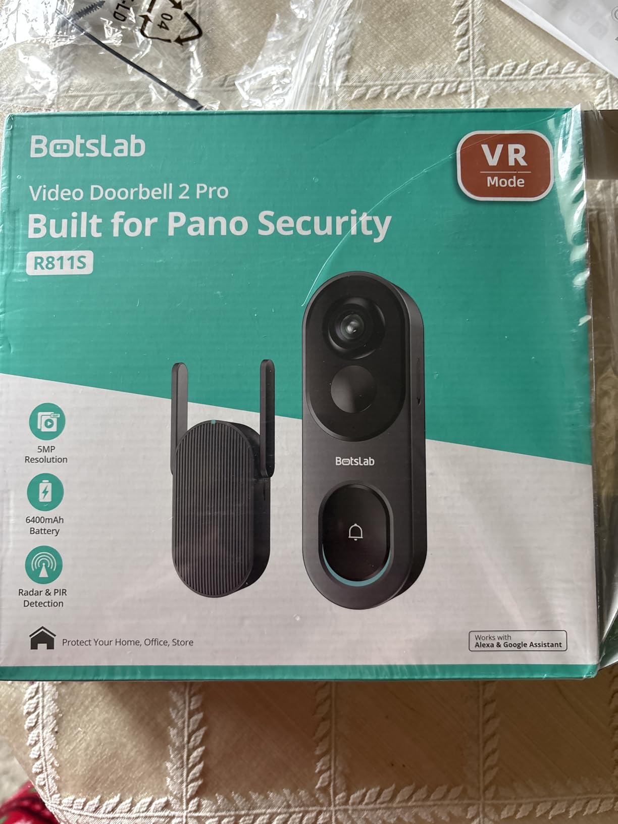 BOTSLAB 5MP Wireless Video Doorbell Camera,180° Head-to-Toe View, AI Motion Detection, VR Mode, Battery or Wired Powered, Easy Installation, Weatherproof, No Monthly Fee, 2.4GHz WiFi customer photo 1