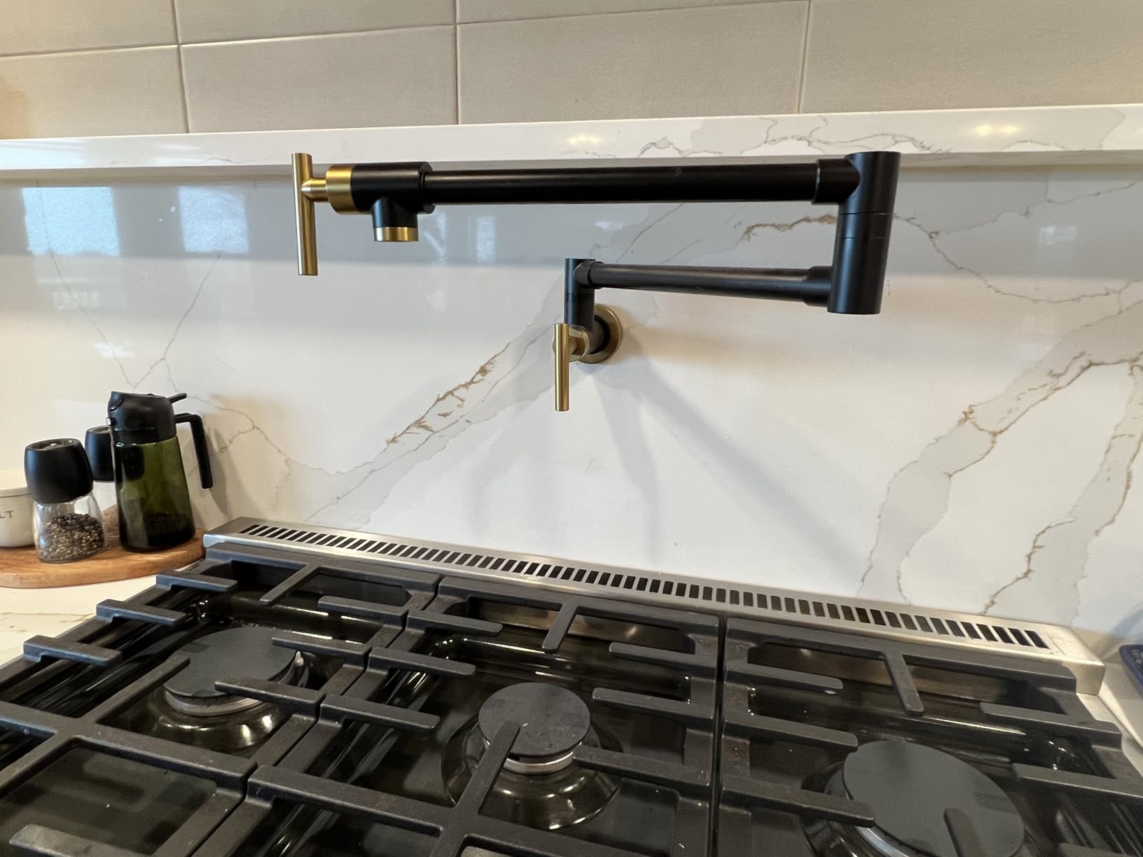 Pot Filler Faucet Brushed Nickel Commercial Wall Mount Stove Faucet customer photo 2