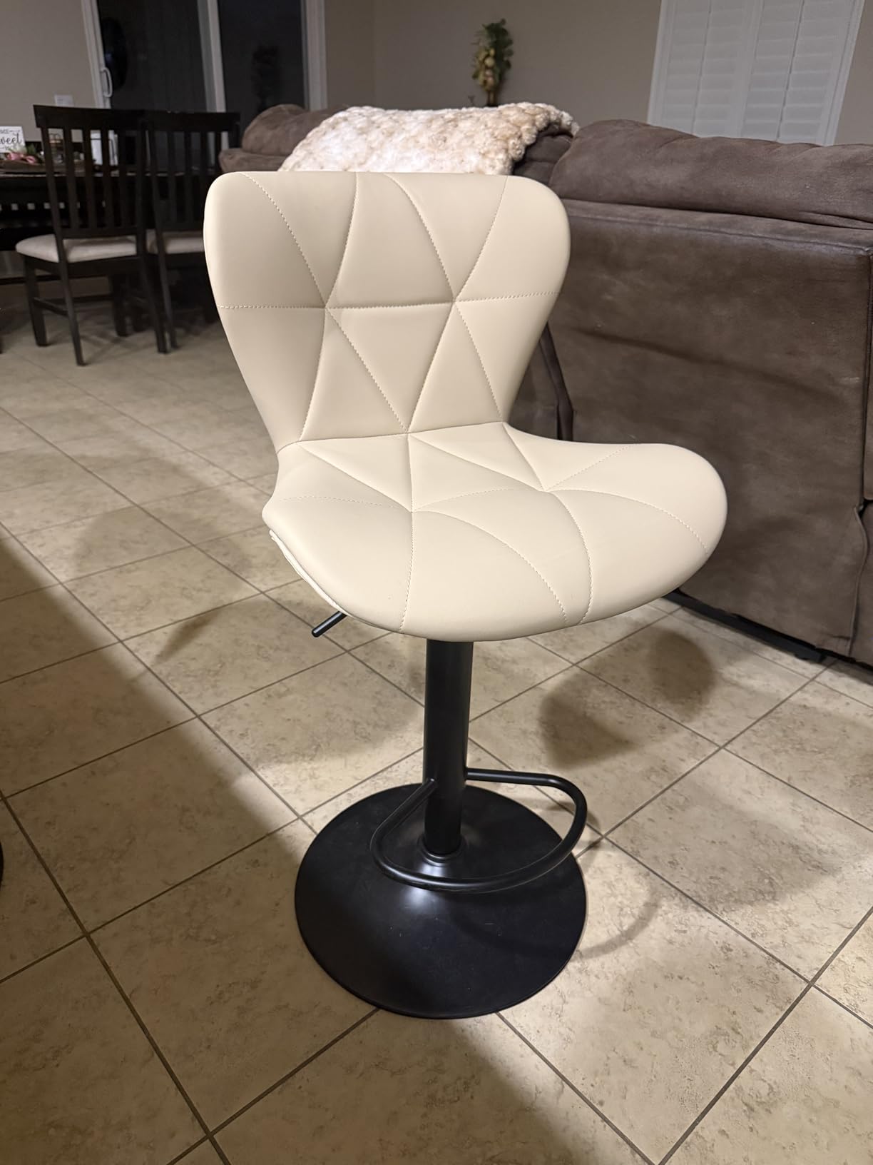 Nalupatio Modern Bar Stools Set of 2, Adjustable Faux Leather Upholstered Swivel Bar Stools, Counter Height Bar Chairs with Back for Kitchen Island, Black customer photo 2
