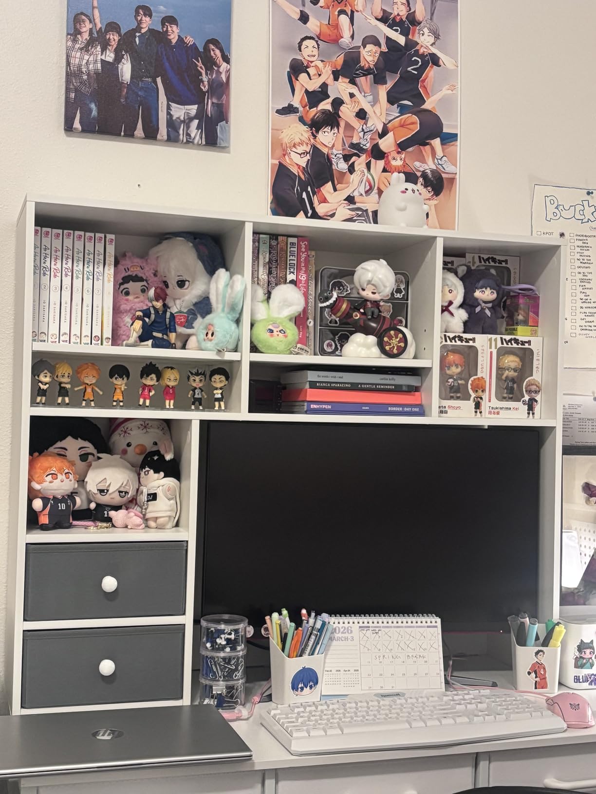 REIBII Desktop Bookshelf, Adjustable Desktop Organizer, High-Capacity Desk Hutch Organizer with 7 Shelves and 2 Drawers for Computer Desk, Desk Shelf for Top of Desk, Desk Hutch Dorm, White customer photo 1