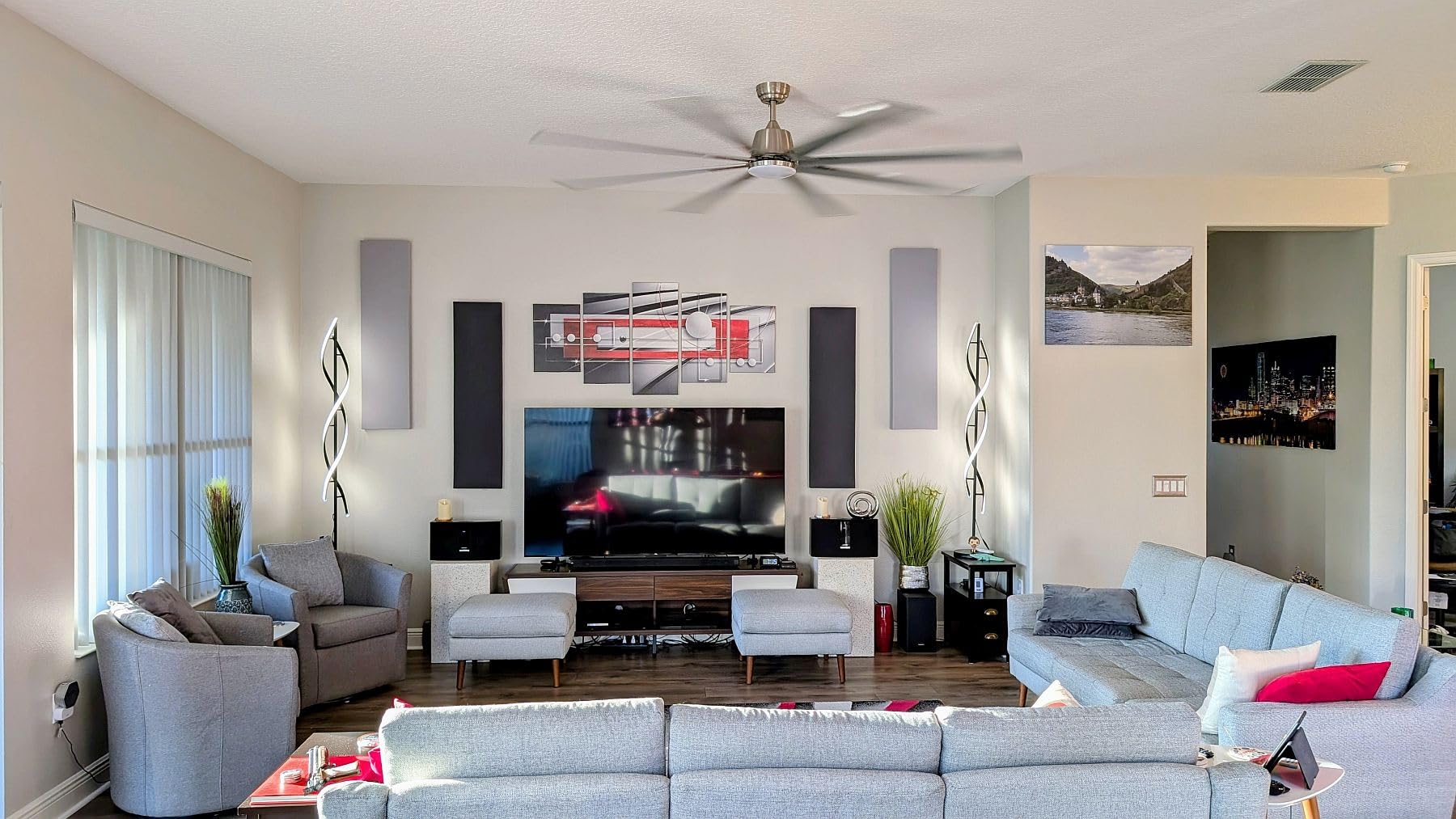 72 Inch Industrial Ceiling Fan with Light and Remote Control, Large Ceiling Fan with 8 Black Aluminum Blades, 6 Speed Noiseless DC Motor, Wet Rated Indoor Outdoor Ceiling Fans for Patio, Garage, exterior customer photo 1