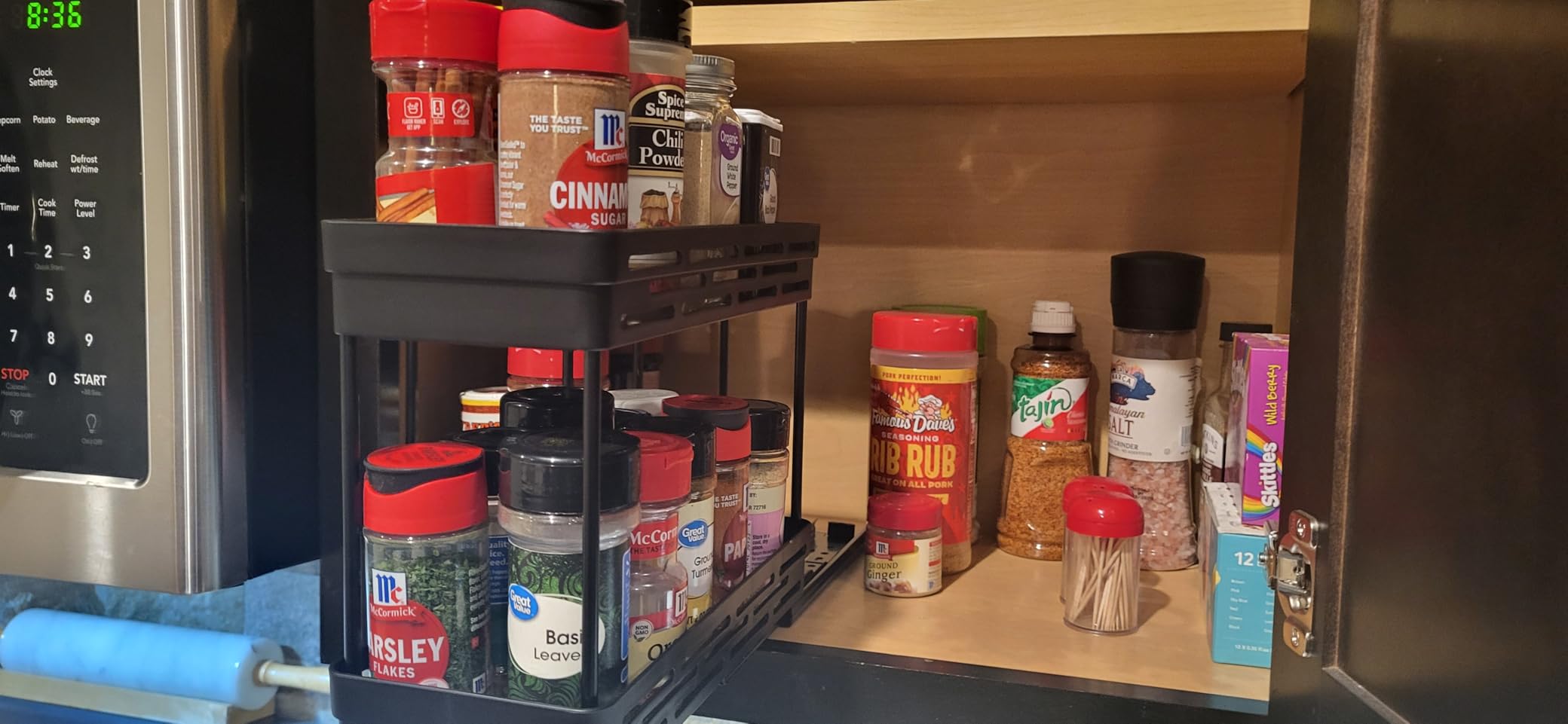 Pull Out Spice Rack Organizer for Cabinet, 3 Packs Slide Out Spice Racks Organizer, 2 Tier, Black customer photo 2