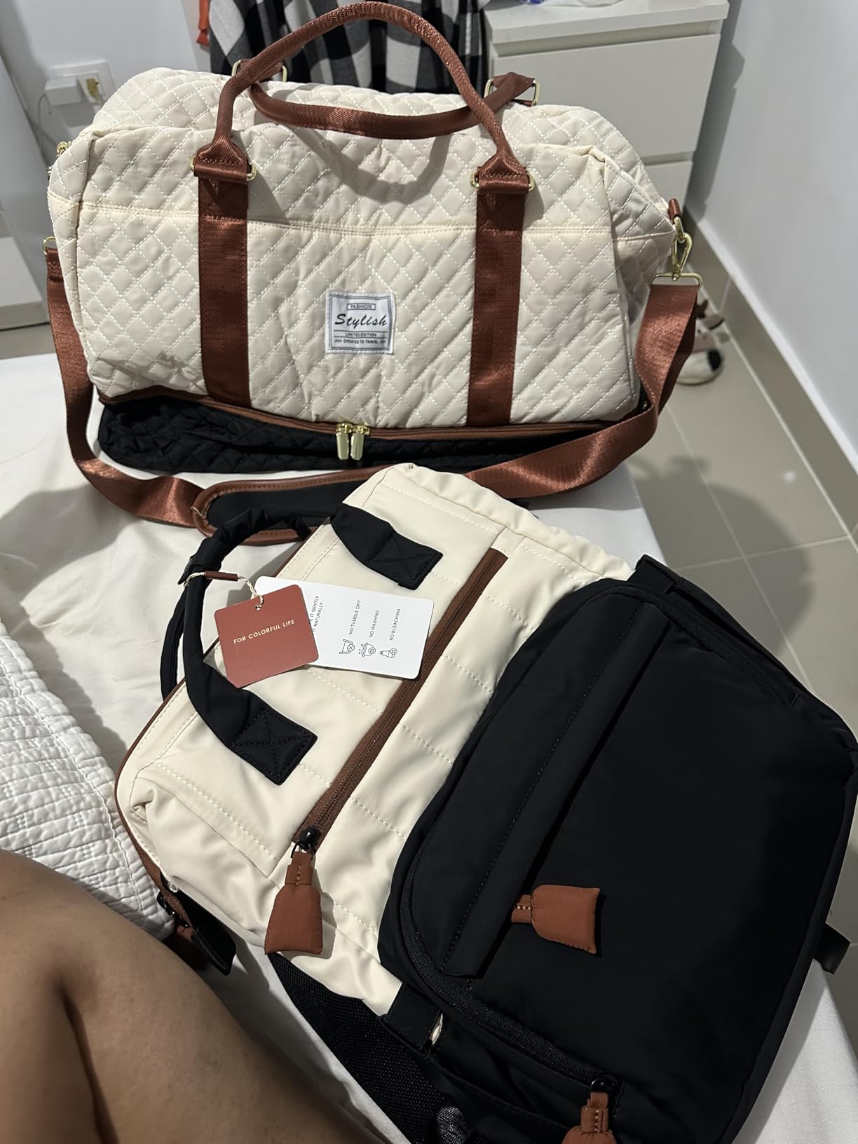 Travel Duffle Bag Weekender for Women: Travel Duffel Bag Carry-On Overnight Bag with Shoe Compartment & Wet Pocket Large Weekend Tote Bag with Gym Duffel Bag for Hospital Beige customer photo 1