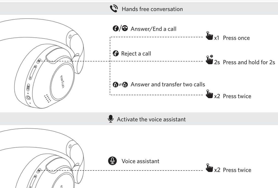 EarFun Wave Pro Active Noise Canceling Headphones, Wireless Over Ear Bluetooth Headphones, LDAC Hi-Res Sound, 5 Mics AI Clear Call, 80H Playtime, Multipoint Connection, Comfort Fit, Custom EQ via App customer photo 1