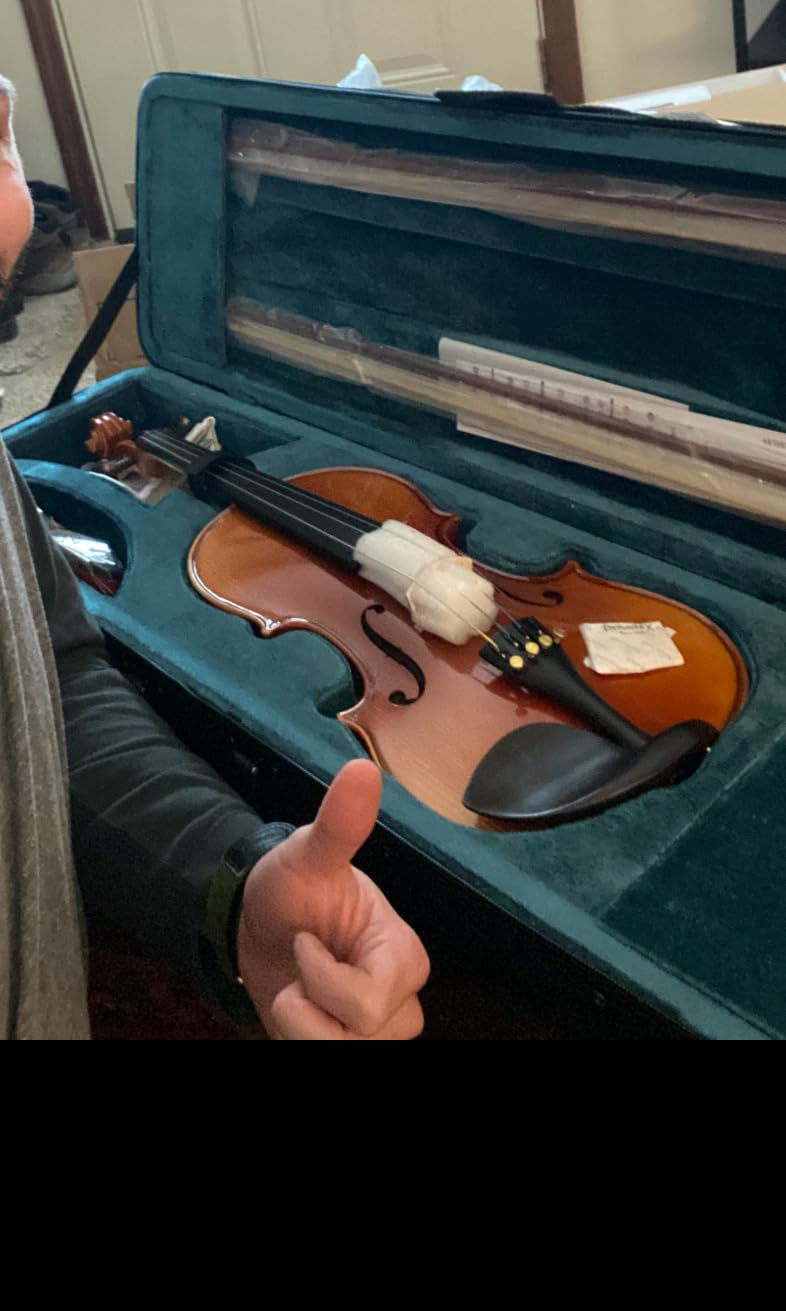 PHOENIX Violin 4/4 Full Size Set, Fiddle Solid Wood with Ironwood Octagonal Bow & Rosewood Bow Extra strings & Bridge, 2 Rosins, Tuner, Mute, Case (European woods, Full) customer photo 2