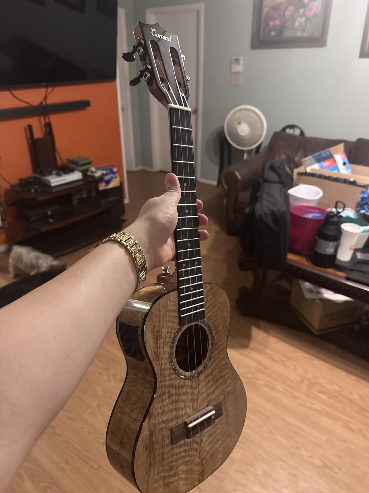 Caramel Glossy All Solid Mango Tenor Acoustic Electric Ukulele MT80 customer photo 2