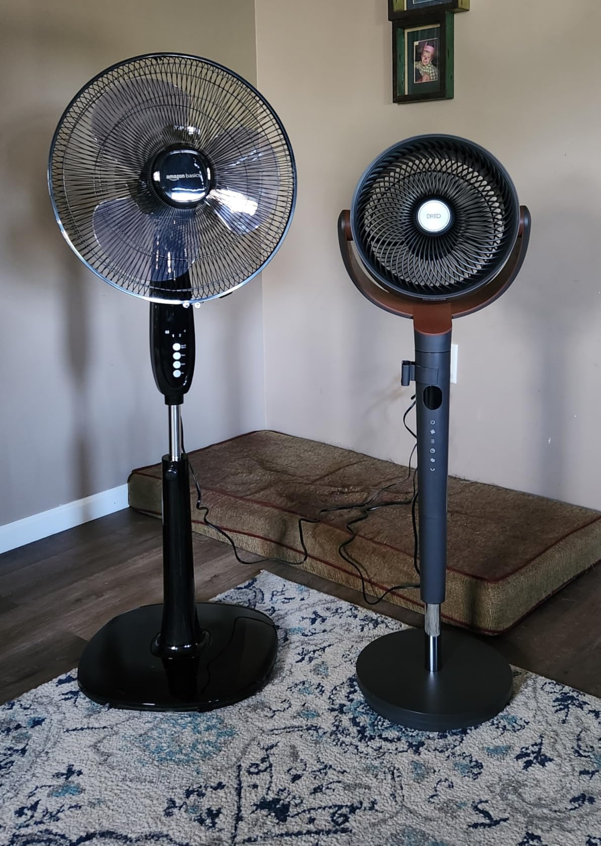 DREO Fan for Bedroom, 120° Oscillating Standing Fans, Quiet Floor Fan with DC Motor, 100ft Pedestal Fans for Room, 9 Speeds, 4 modes, 20dB, 120° Manual Vertical, 37-42