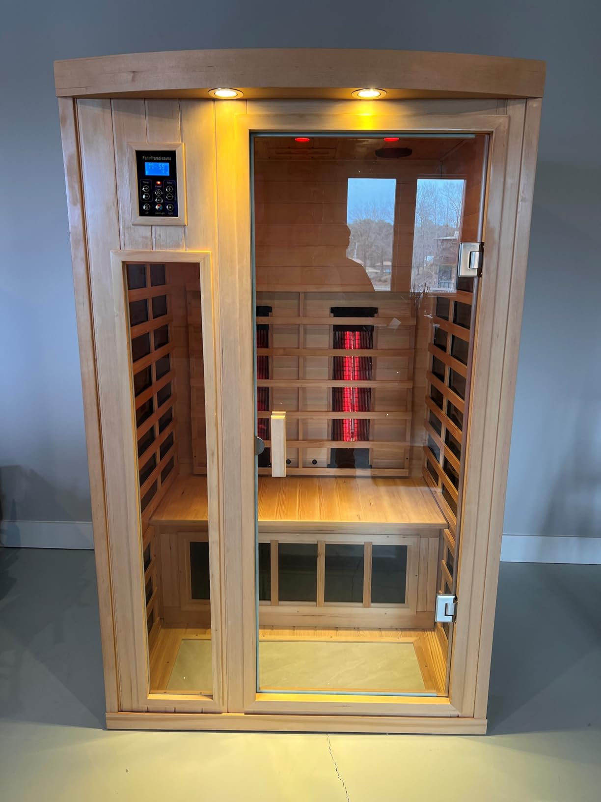 1 Person Infrared Sauna, Home Sauna 1 Person, Hemlock Wood Far Infrared Sauna Indoor, Low EMF Infrared Saunas for Home with Bluetooth Speakers, LED Light, Smart Display customer photo 1