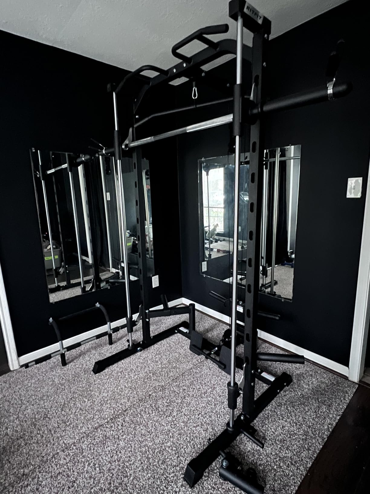 Smith Machine Power Rack with LAT-Pull Down System, Landmine, Barbell Bar, Plate Storage Pegs and More Training Attachment customer photo 1