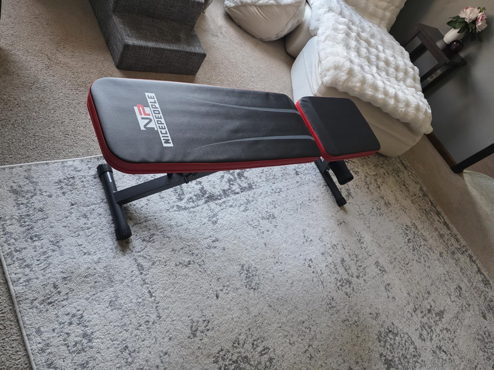 NICEPEOPLE Adjustable Weight Bench for Home Gym, 660LBS Capacity Workout Bench with 8 Backrests for Chest Shoulders Arms, Compact and Foldable Strength Bench for Small Space Apartment Room customer photo 2