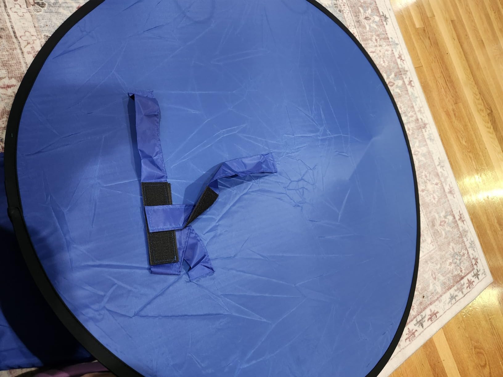 Cosmos 1 Pc Blue Screen Backdrop 43 in / 110 cm Diameter Foldable Portable Photography Background Green Screen Chroma Key Backdrop for Photography Photo Video Studio, Live Streaming, Video Meeting customer photo 1