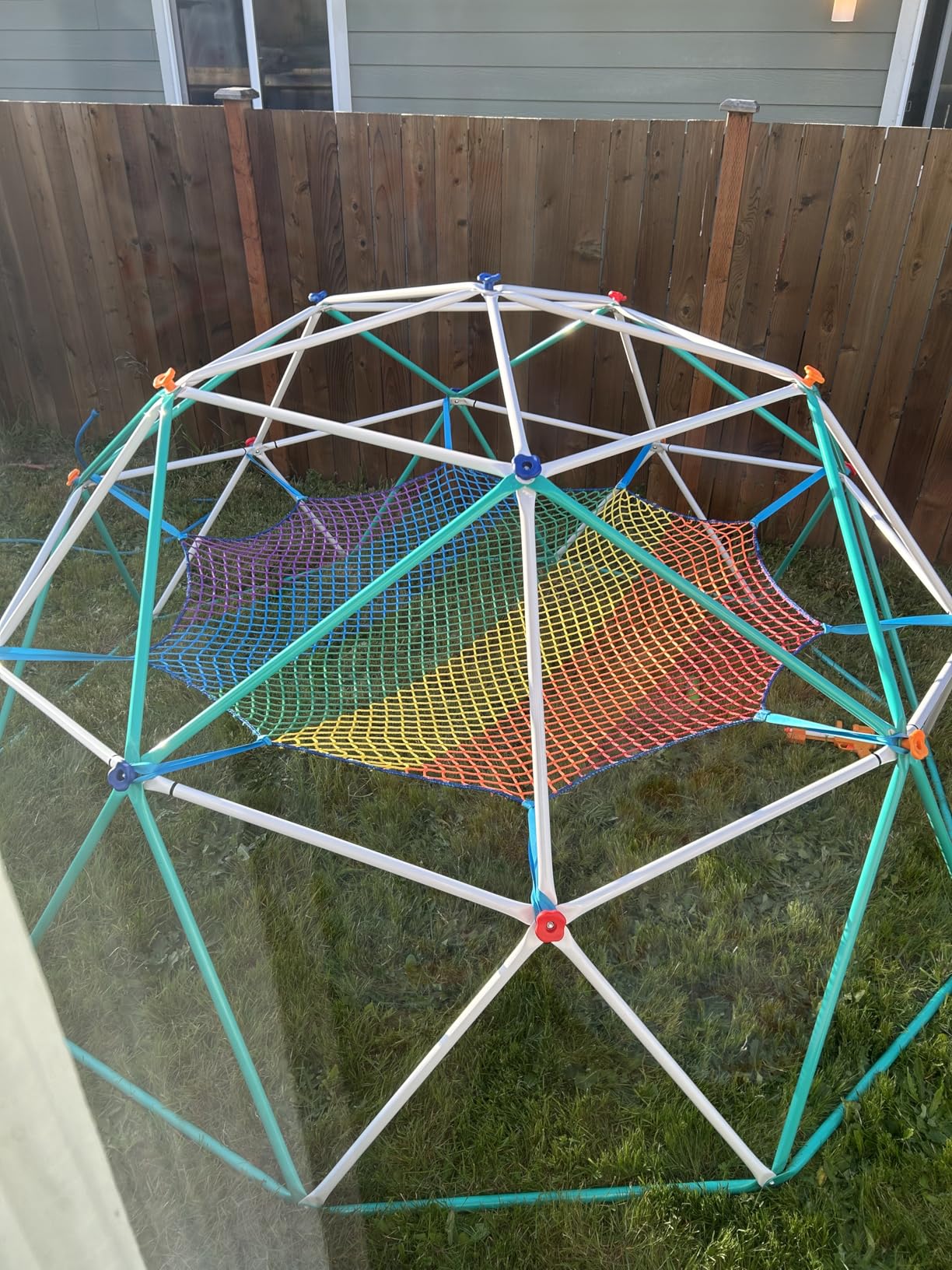 Hapfan Climbing Dome with Climbing Cargo Net, 10 ft Dome Jungle Gym with Hammock for Kids Outdoor Playset Monkey Bars Backyard customer photo 2