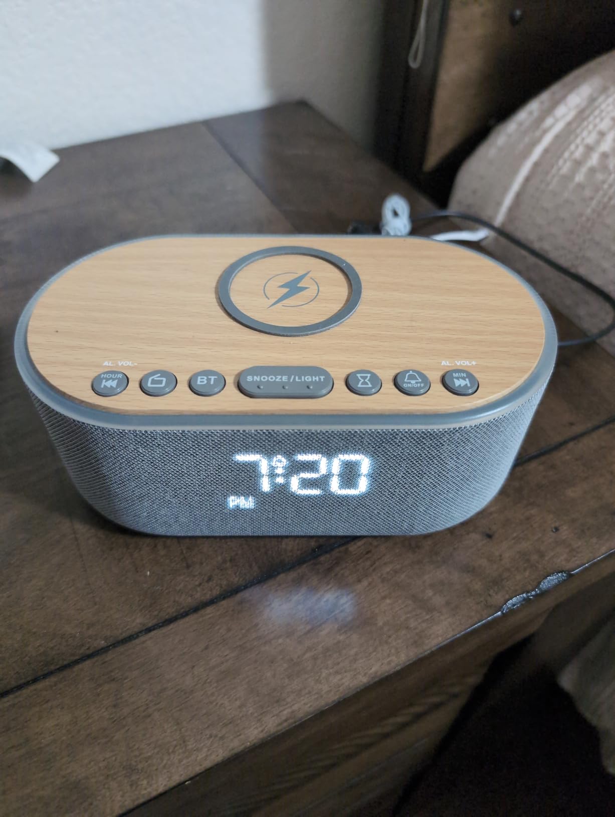 uscce Alarm Clock Bluetooth FM Radio: 10W Stereo Sound Speaker - Fast Wireless Charging for iPhone Samsung - Dimmable Clock Radio for Bedroom customer photo 2