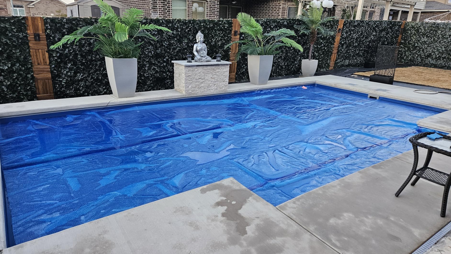 Solar Pool Cover for Inground and Above Ground Pools - 20' x 40' Rectangle 12 Mil Solar Blanket for Inground Pool, Blue customer photo 2