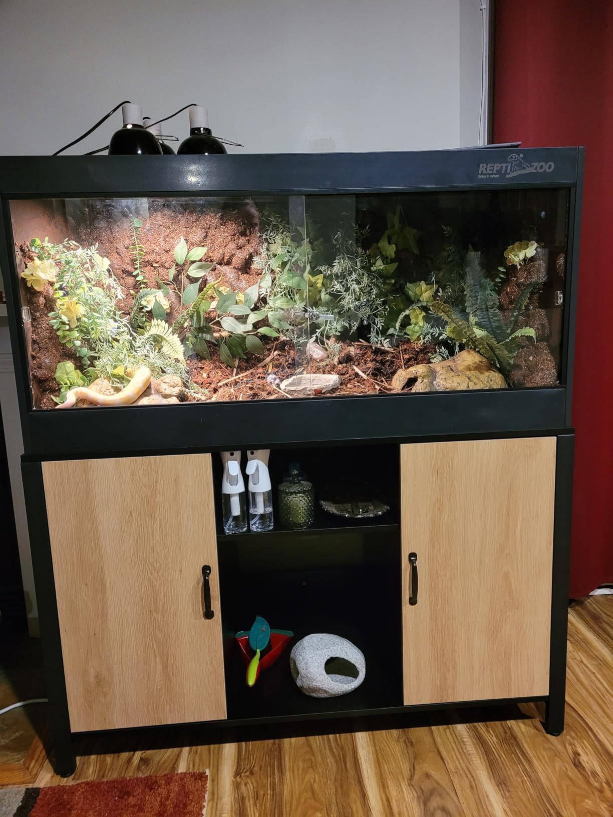 REPTI ZOO 120 Gallon PVC Reptile Tank Terrarium, 48x24x24 Reptile Terrarium for Ball Python Snake Bearded Dragon Gecko, Large Reptile Glass Tank with Sliding Door & Screen Ventilation customer photo 2