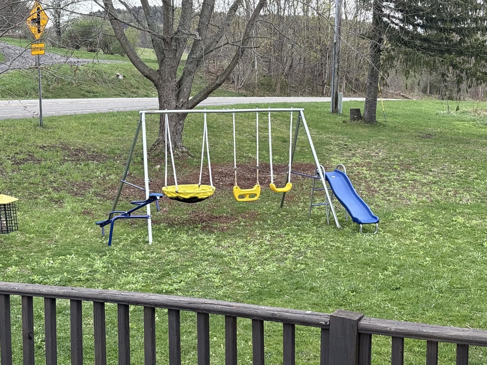 Sportspower Taylor 700lbs Galvanized Metal Swing Set for Kids for Backyard & Outdoors with Teeter-Totter, Saucer & Standing Swings, & 5ft Slide, 7.55' D × 13.88' W × 6.07' H, Bonus Anchor Kit customer photo 1
