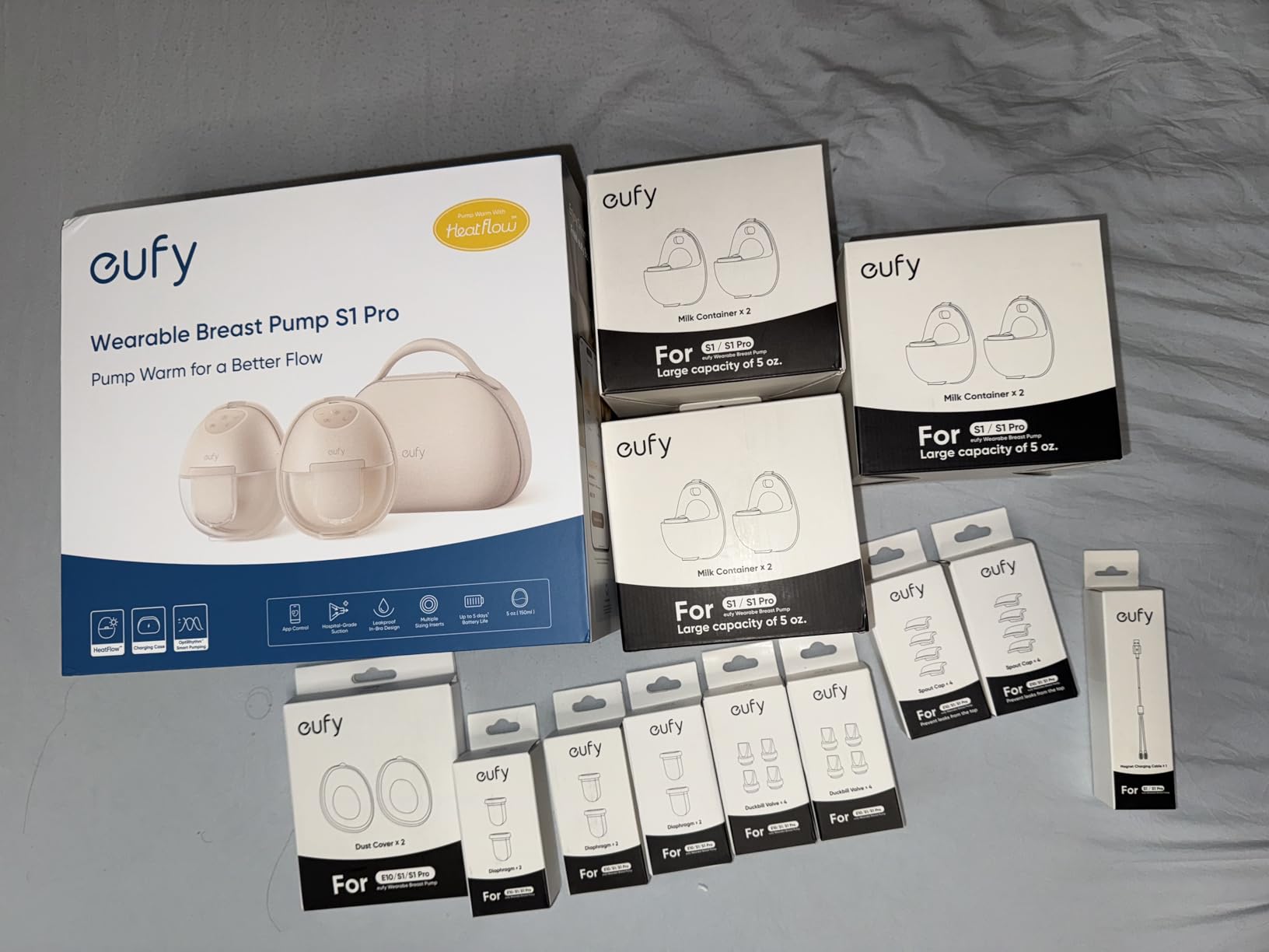 eufy Security Heated Wearable Breast Pump S1 Pro, Slim Hands-Free with Industry-Leading HeatFlow Tech, Wireless Charging Case, App-Controlled OptiRhythm, 300 mmHg Strong Suction, in-Bra Use customer photo 2