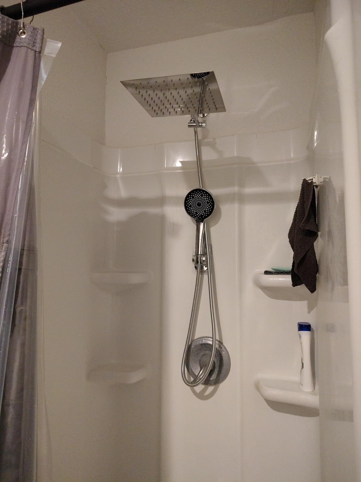 Shower Head, Rain Shower Head with Handheld Spray Combo, 10 Inch Adjustable High Pressure Rainfall Shower Head, Dual Showerhead Set with Extension Arm and 60 Inch Long Shower Hose (Silver) customer photo 1