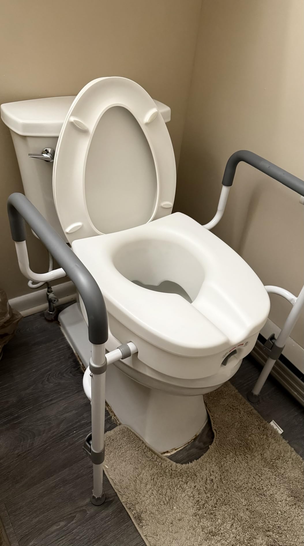 Raised Toilet Seat with Handles for Elderly - Toilet Seat Risers for Seniors with Adjustable Padded Arms - Elevated Toilet Safety Seat for Standard or Elongated Commode customer photo 1