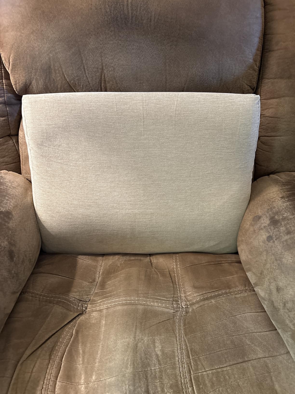 TANYOO Back Support Pillow for Recliner Dual Layer Lumbar Support Pillow with Gel Memory Foam Ergonomic Orthopedic Couch Lumbar Cushions for Elderly Lower Back Pain Relief Washable Cover Brown customer photo 2