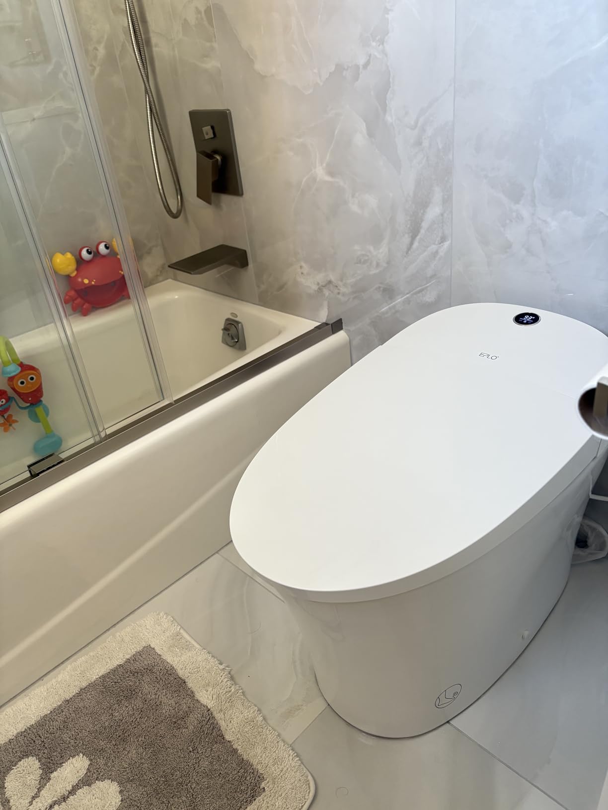 EPLO Smart Toilet Bidet,Auto Open/Close lid,Blackout Flush,Heated Seat,Dual Auto Flush,Foot Sensor Operation,LED Display,Tankless One Piece Elongated Modern Bidet Toilet Combo G20 customer photo 1
