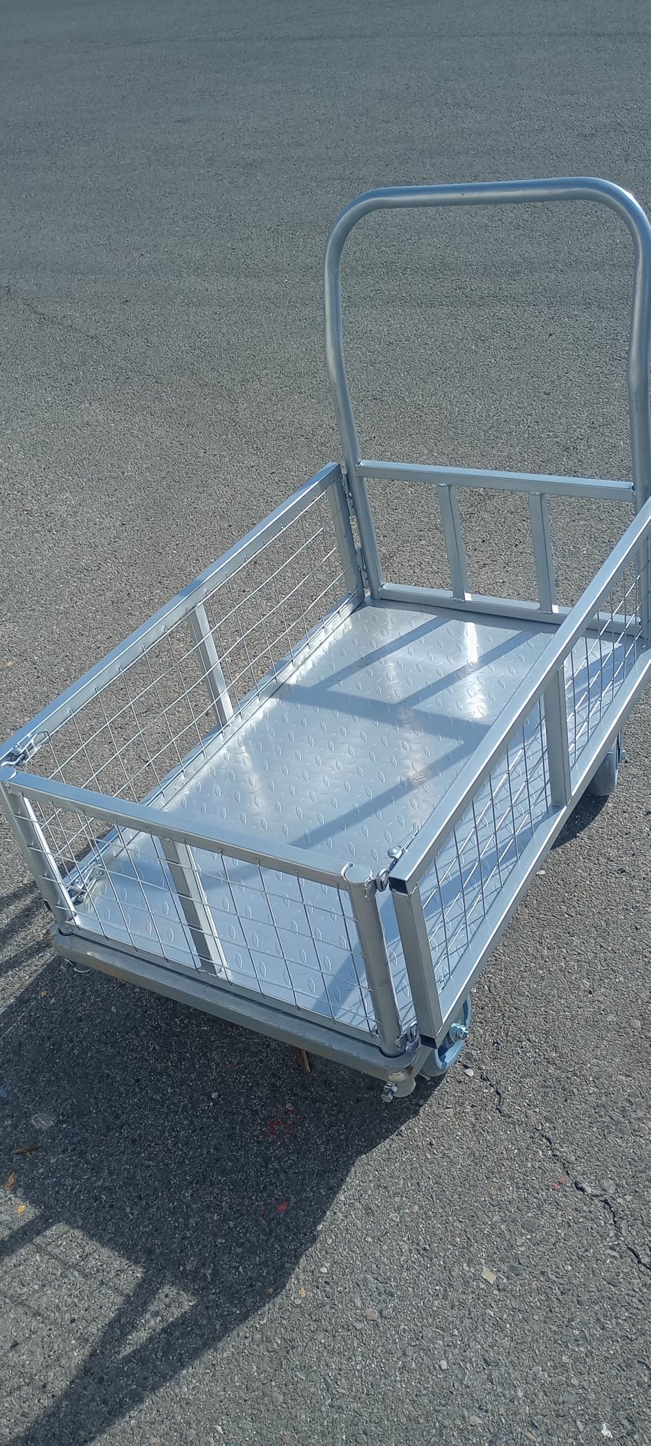 4-in-1 Platform Truck Cart with Cage, Multi-Purpose Heavy Duty Steel Flatbed Cart with 2200lbs Capacity Platform Hand Truck 6