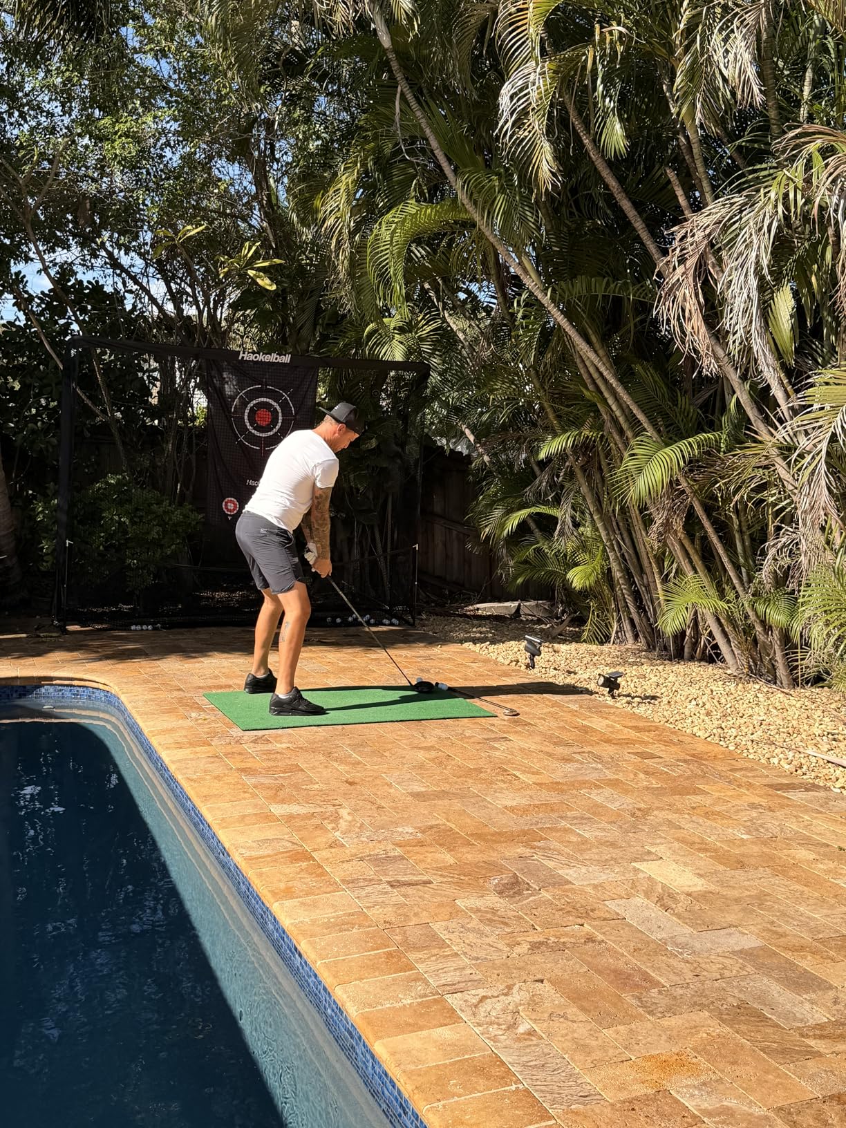 Haokelball Golf Practice Hitting Net for Driving Real Balls, 10x8ft Heavy Duty Netting for Indoor Outdoor with Side Barriers, Ball Return & Collection System, Silent Impact Target and Carry Bag customer photo 1
