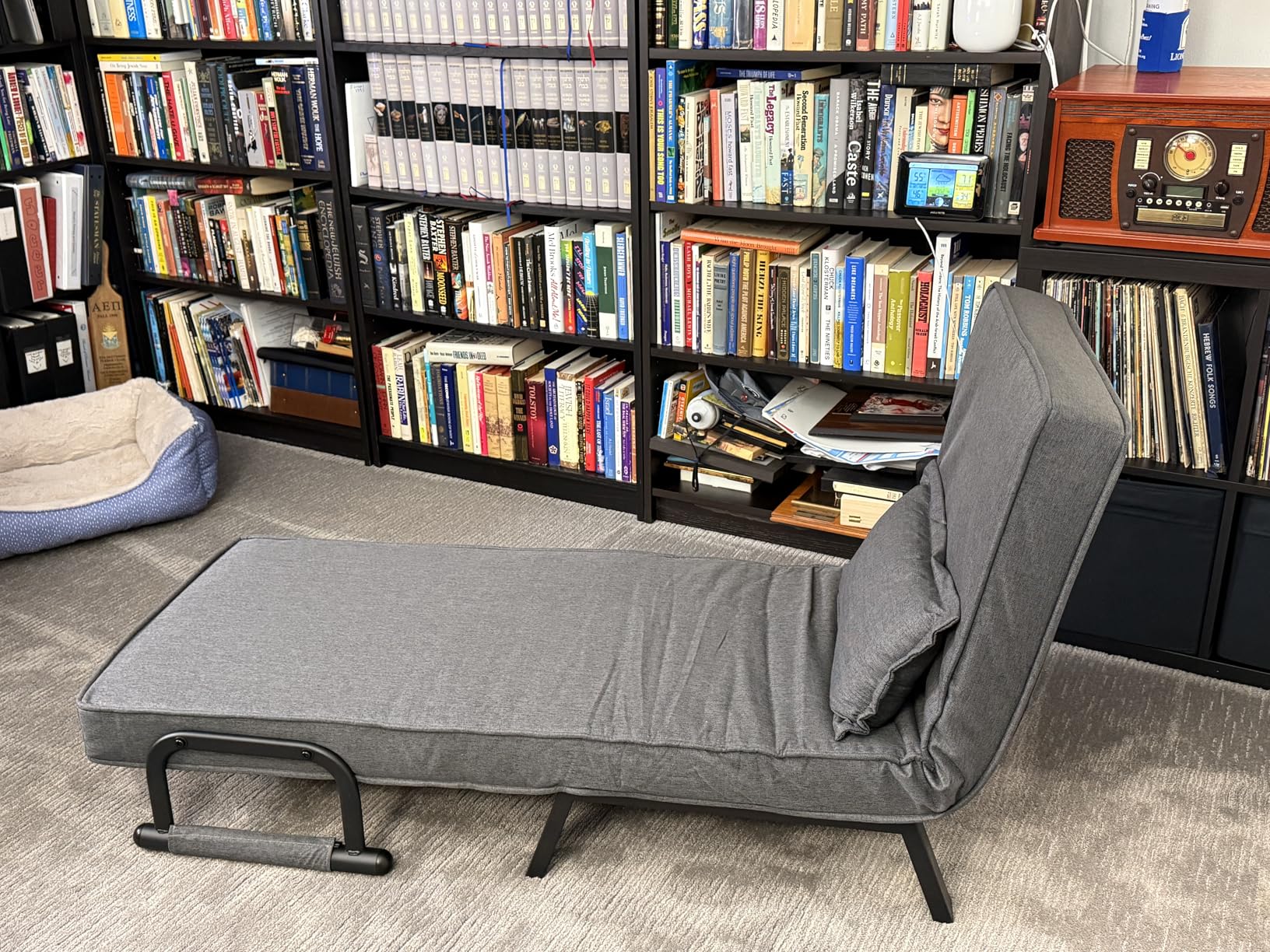 TYBOATLE Sleep Chair Bed, Comfy Convertible Sleeper Chairs for Adults, 5 in 1 Folding Sofa Bed with Adjustable Backrest & Side Pockets & Pillow, Cozy Small Couch for Small Spaces, Office (Dark Grey) customer photo 1