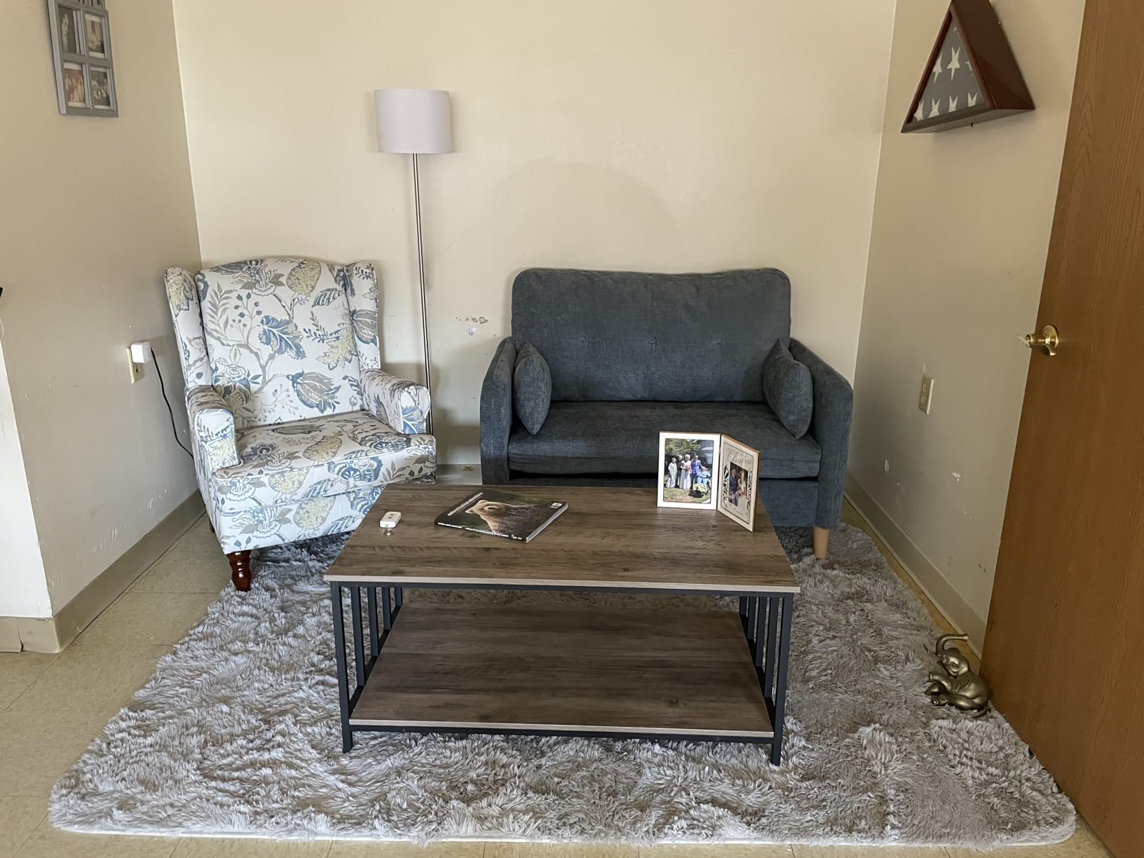 Homeiju Coffee Table for Living Room with Slatted Sides Frame, Modern Farmhouse Living Room Table with 2-Tier Storage Shelf for Home Office, Apartment, 39 inch Grey Wash customer photo 2