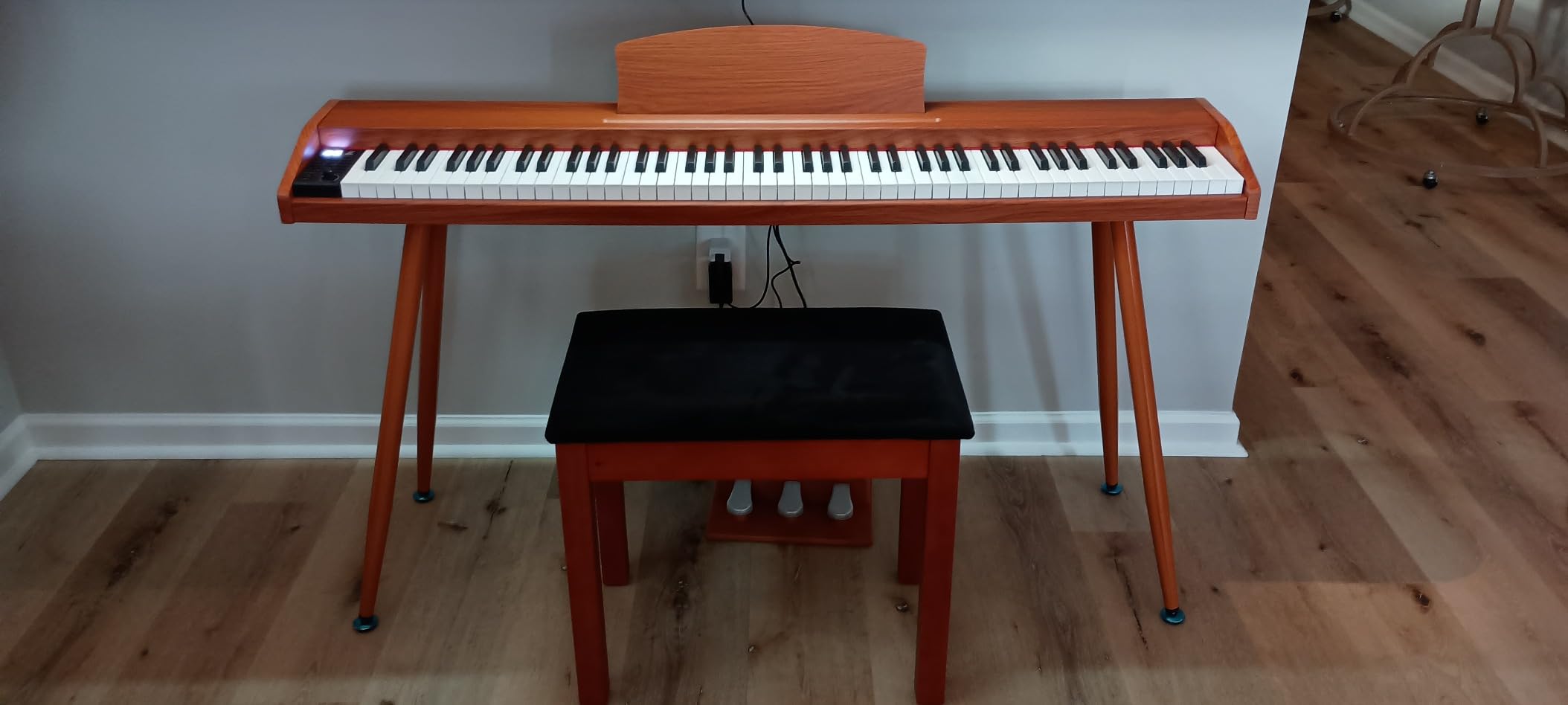 Digital Piano Keyboard for Beginners, Full Size 88 Key Semi-Weighted Keyboard Electric Piano with Stand, Power Adapter, Sheet Music Stand, Pedal, Headphone, USB-MIDI Compatibility, Wood Black customer photo 2