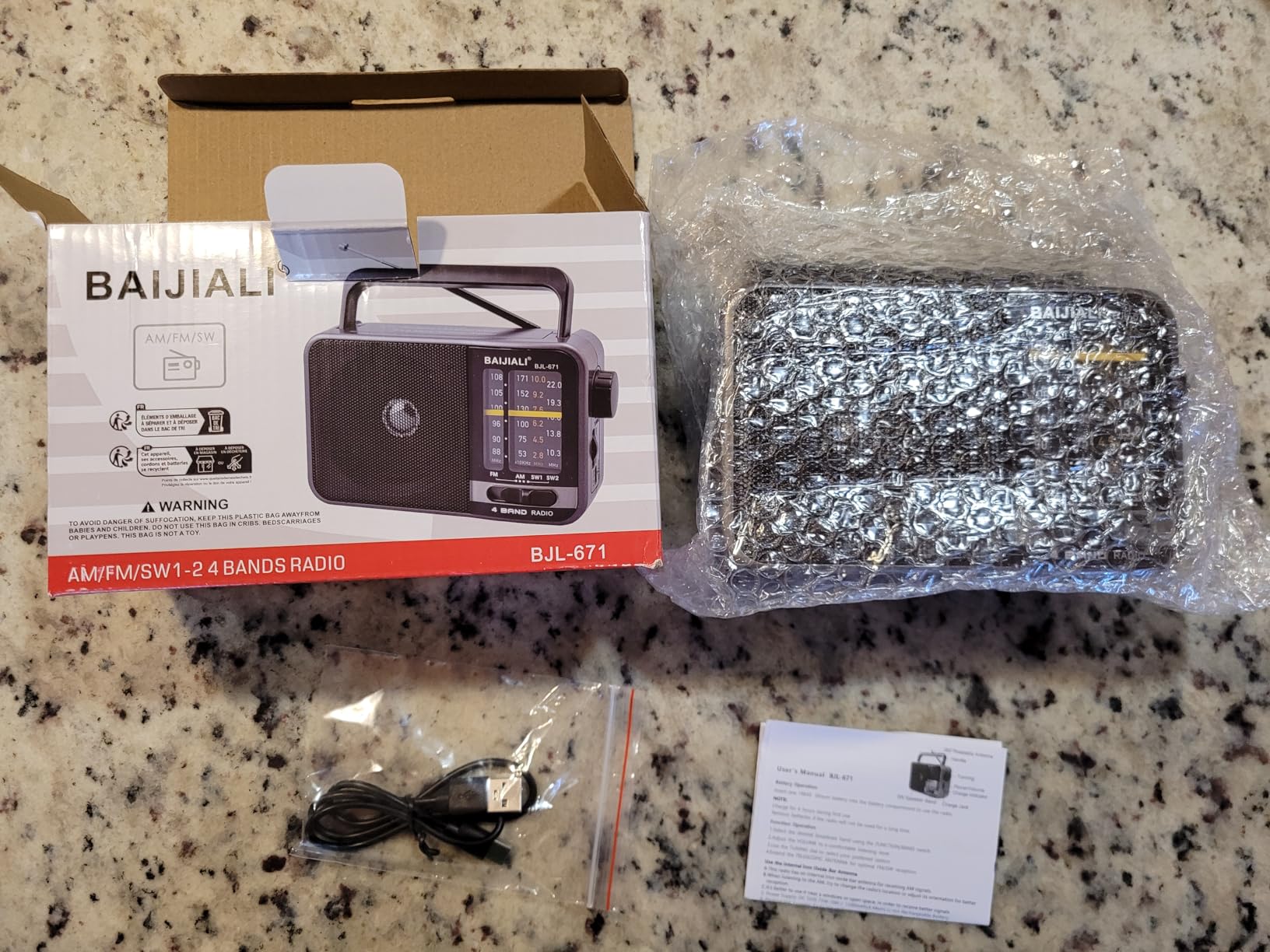 Portable AM/FM Transistor Radio with Loud Speaker, Battery or USB Powered - Compact Emergency Radio for Indoor, Outdoor, Travel & Storms (Model BJL-671) customer photo 2