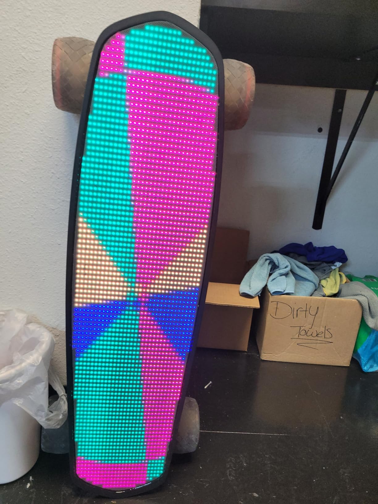 LED Electric Skateboard with Remote, Dual 600W Motors, Swappable Battery, Up to 28 MPH, 12-25 Miles Range, 4 Speed Modes, Electric Longboard for Adults & Beginners (Pixel Rider) customer photo 1