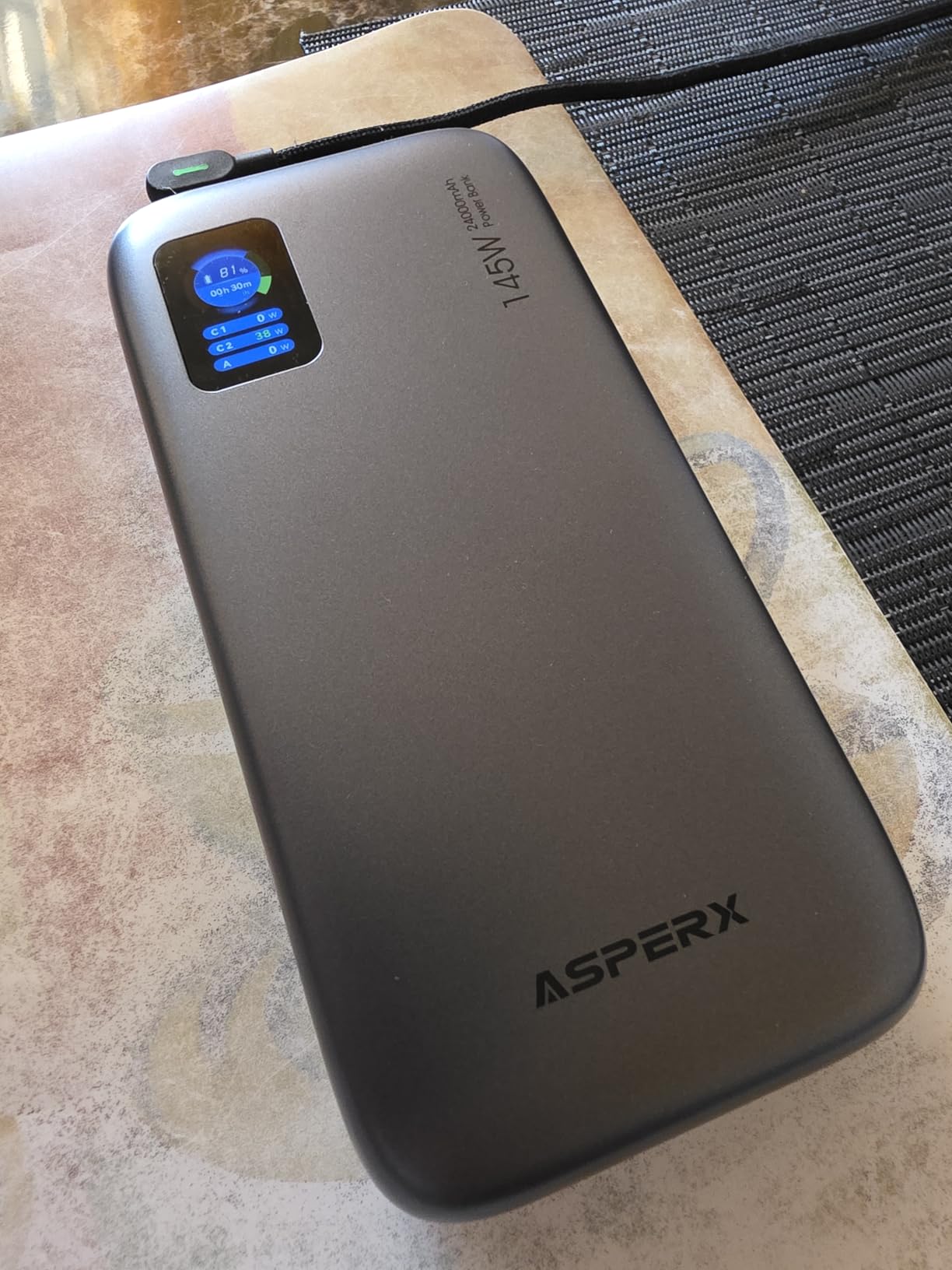 AsperX Laptop Power Bank, 25,000mAh 140W PD 3.1 Fast Charging Portable Charger, TFT Smart Display USB C Battery Pack customer photo 1