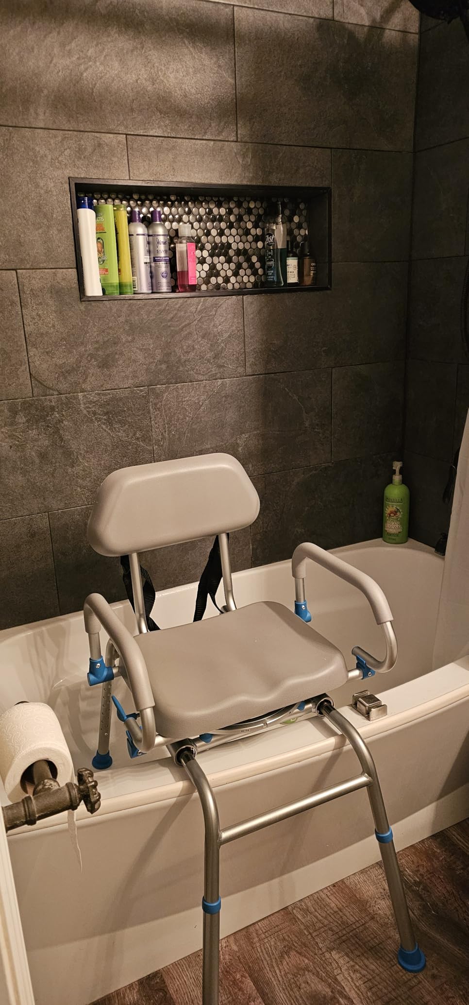 Loyoda FSA/HSA Eligible Sliding Shower Chair Tub Transfer Bench for Bathtub with Swivel Seat customer photo 2