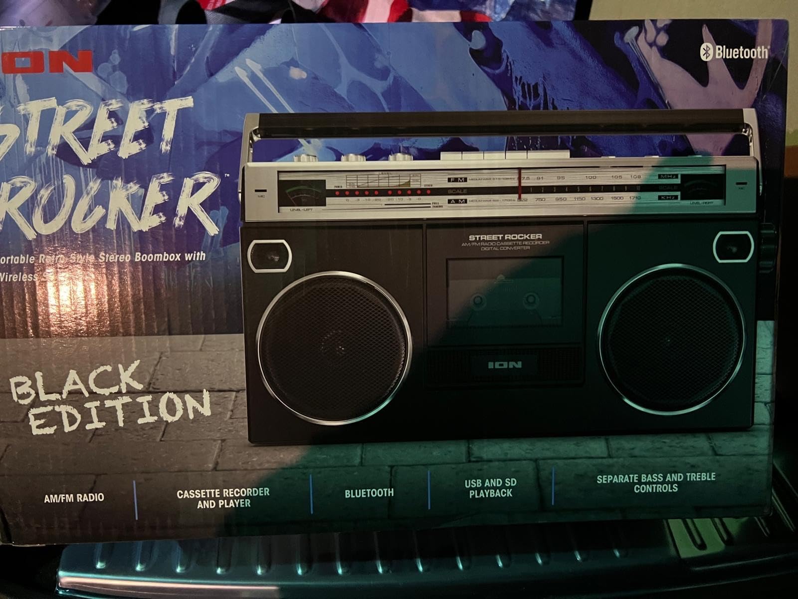 Ion Audio 1980S-Style Portable Bluetooth Boombox AM/FM Radio Cassette Player Recorder, VU Meters, USB Recording, Dual Full-Range High Bass Speakers customer photo 1