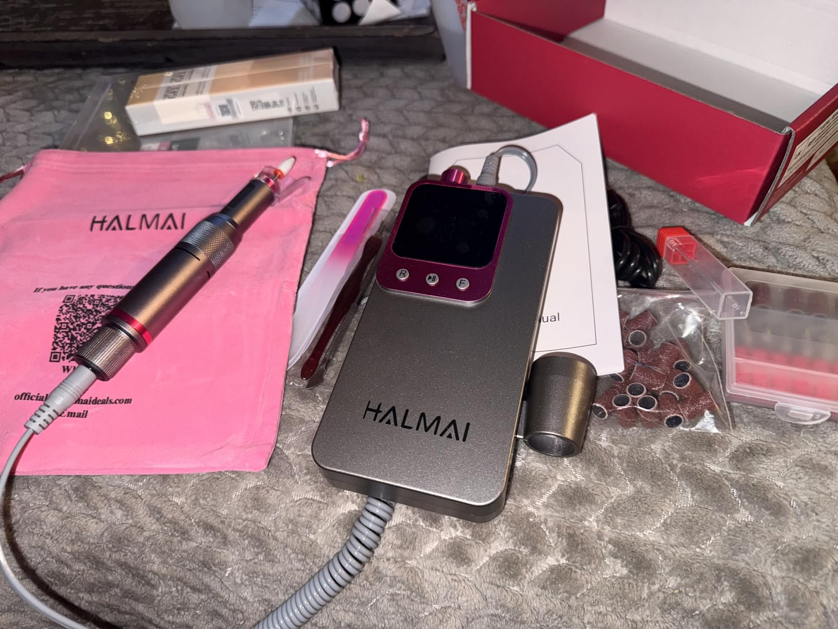 Electric Nail Drill Professional, Portable Nail File for Acrylic Gel Nails, Cordless Rechargeable Ultra Power Nail Drill Kit 40000RPM, HMC320 Salon-Grade Efile Nail Machine (Dark Grey) customer photo 1