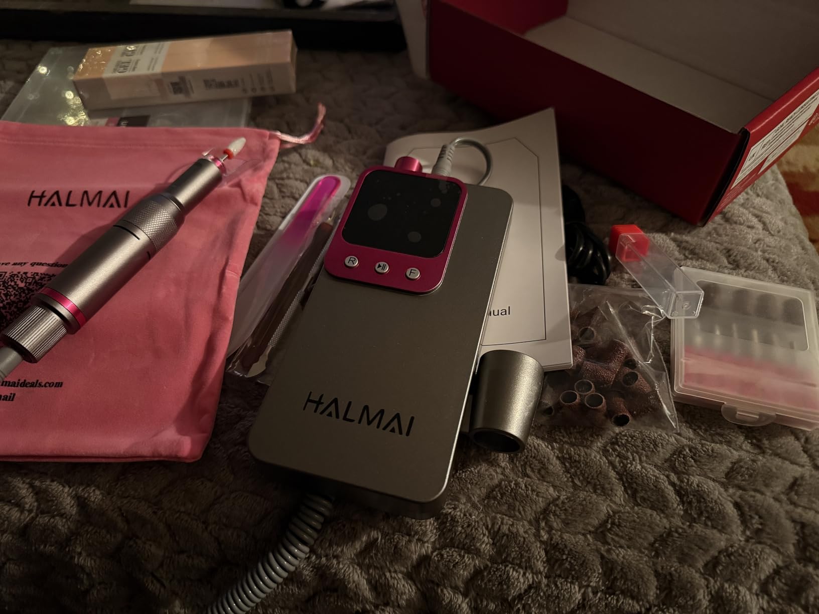 Electric Nail Drill Professional, Portable Nail File for Acrylic Gel Nails, Cordless Rechargeable Ultra Power Nail Drill Kit 40000RPM, HMC320 Salon-Grade Efile Nail Machine (Dark Grey) customer photo 2