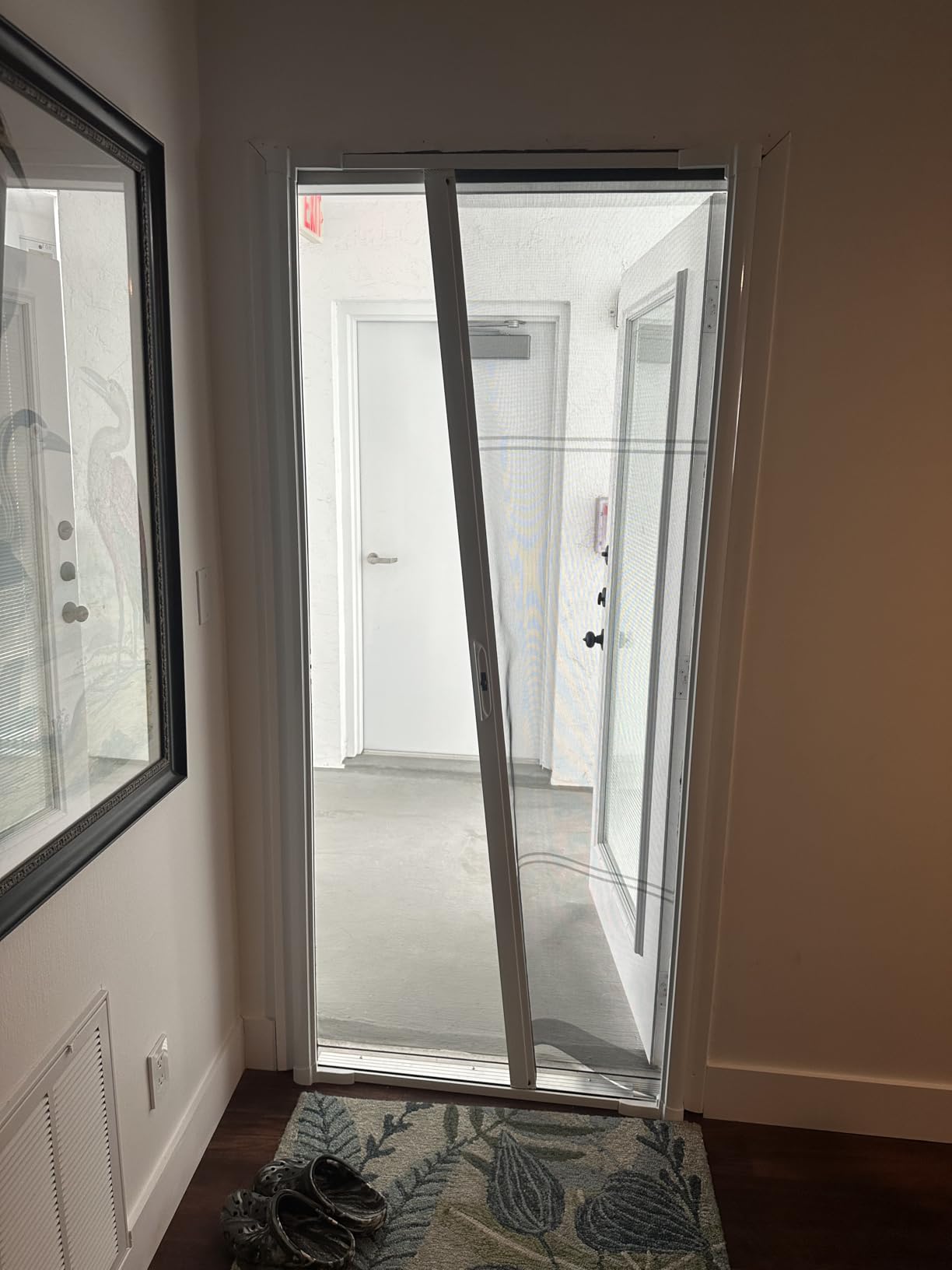 Guardian Retractable Screen Door Retractable Screen Doors for Single Door (36''x 80'', White) Easy Assemble Invisible Screen Door Mosquito Proof for Patio Adjustable Width 32''- 36'' customer photo 2