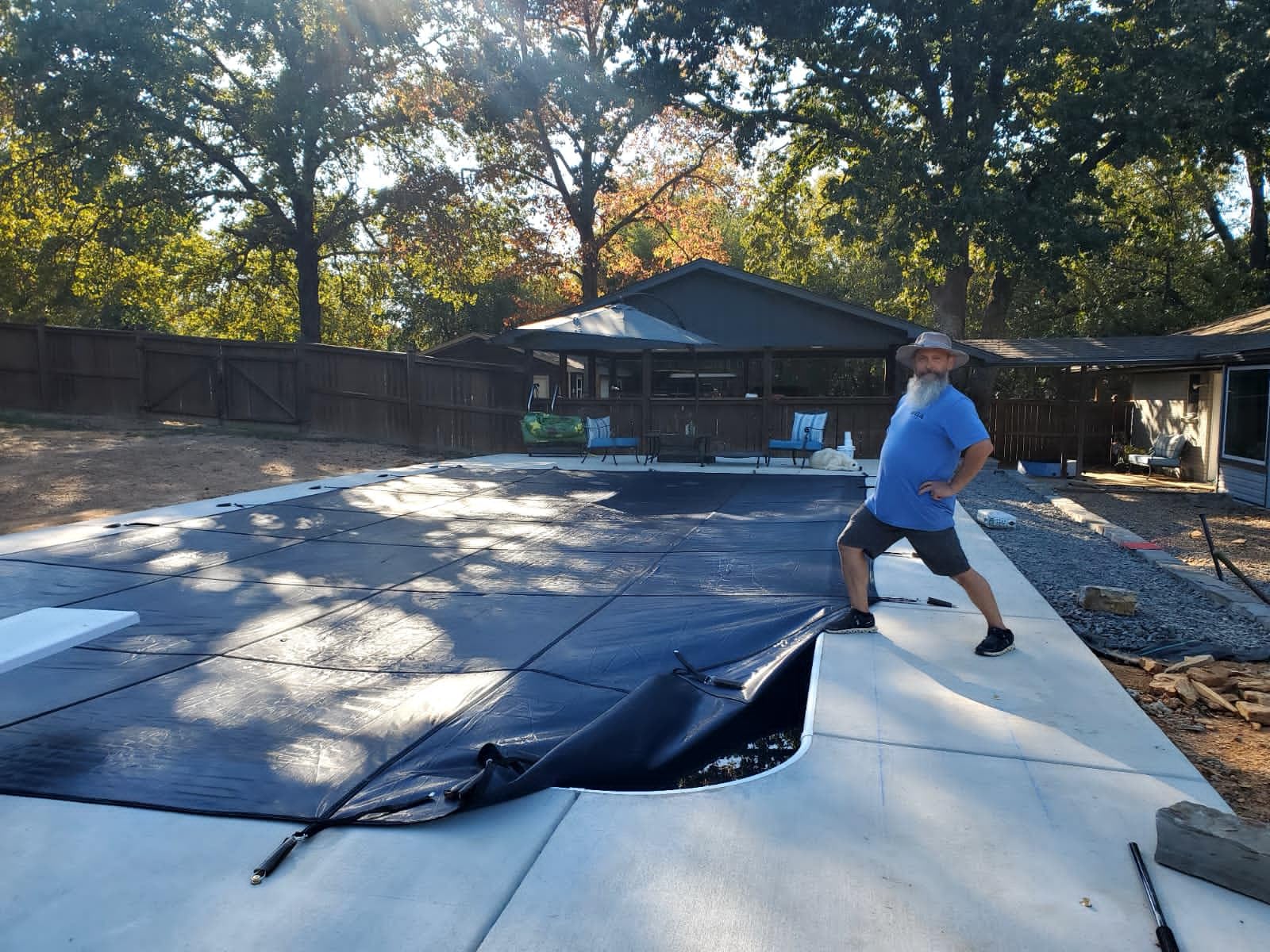 Inground Pool Cover Safety Fits Rectangle Swimming Pool, Mesh Solid Pool Cover for Inground Pools,Winter Pool Safety Cover Includes Safety Net and Installation Tools Blue (Blue, Fits 18x36ft Pools) customer photo 1