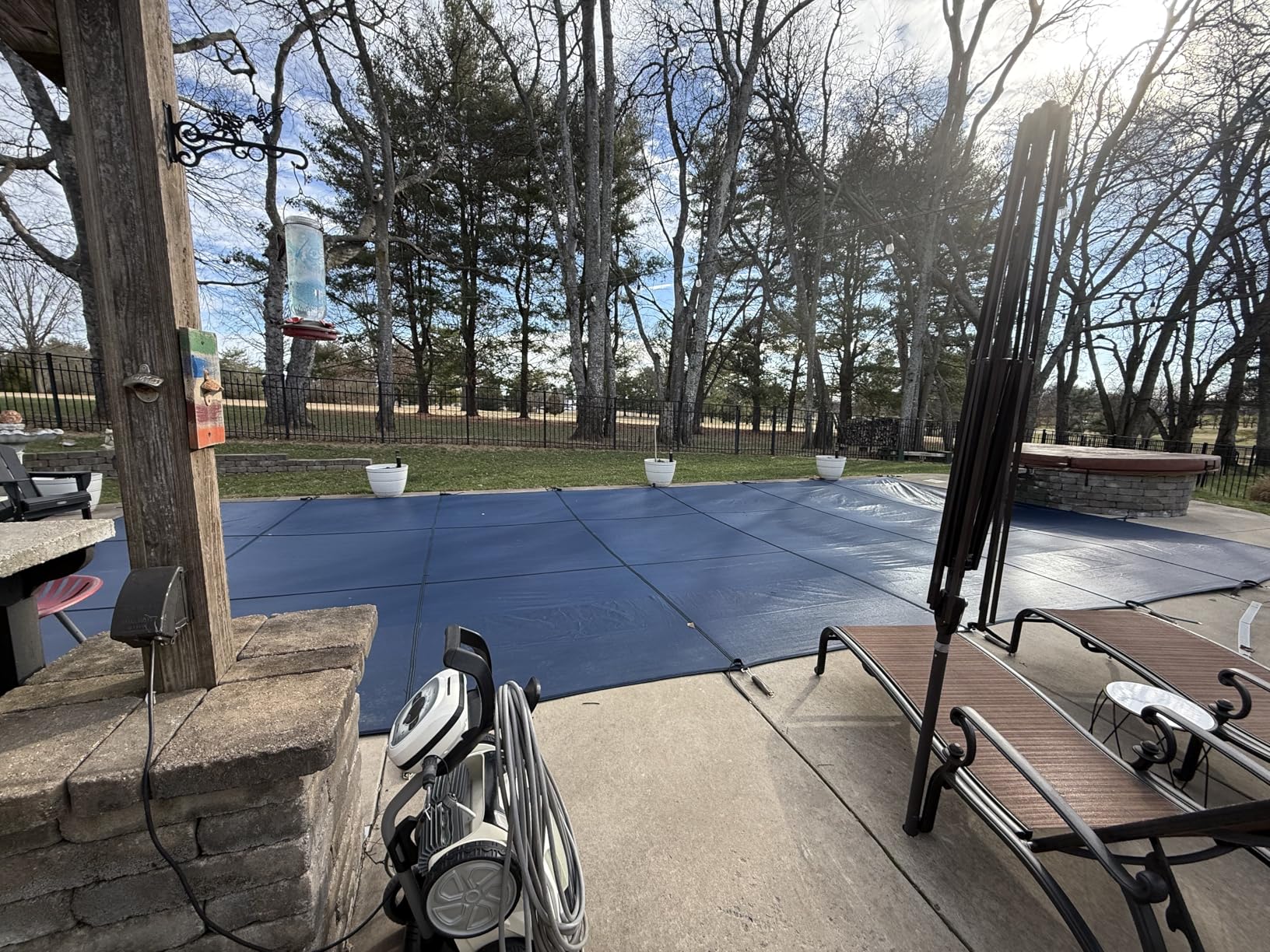 Inground Pool Cover Safety Fits Rectangle Swimming Pool, Mesh Solid Pool Cover for Inground Pools,Winter Pool Safety Cover Includes Safety Net and Installation Tools Blue (Blue, Fits 18x36ft Pools) customer photo 2