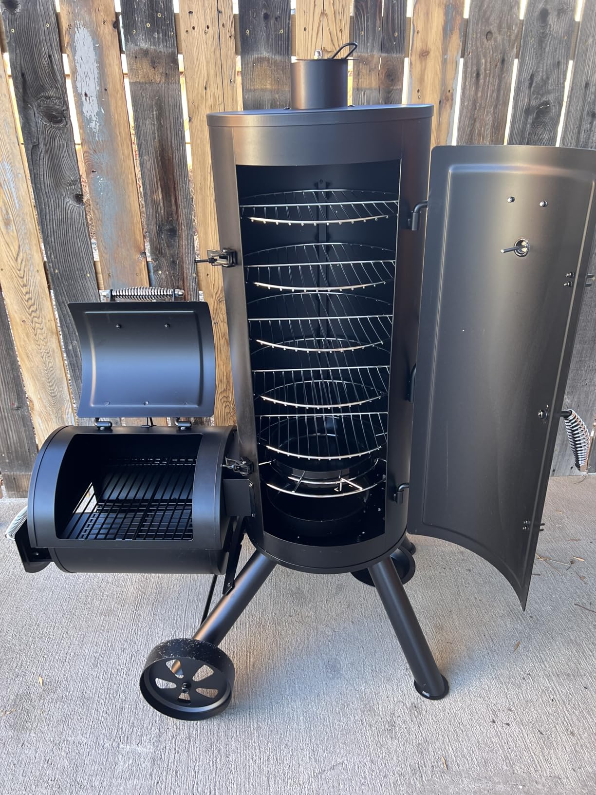 Captiva Designs Charcoal Vertical Smoker Grill and Offset Smoker Grill Combo customer photo 1