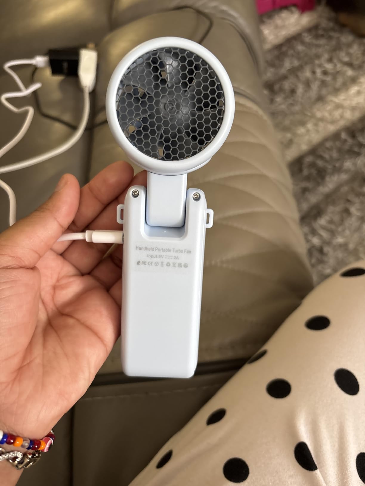 Portable Handheld Turbo Fan, 5 Gear Wind, Battery Operated, Up to 12 Working Hours, 3 IN 1 Hand Fans with Air Turbo Tech Cooling Fan for Outdoor Activities, Travel, Beach (Black) customer photo 2